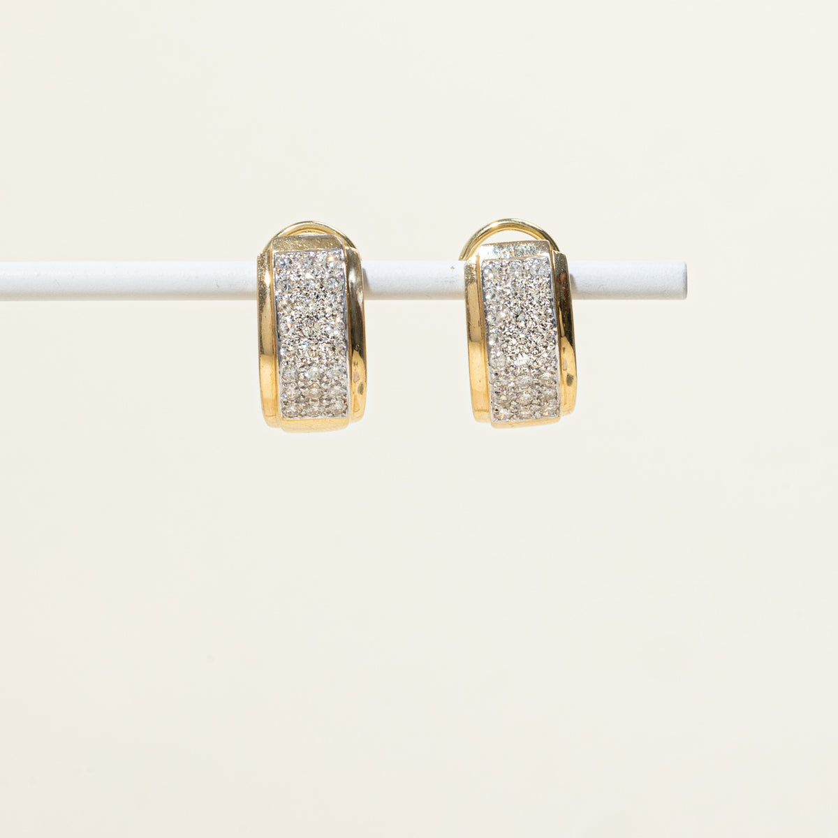 14k Pave Set Diamond Half Hoop Earrings | 20.90mm | 1.48ctw