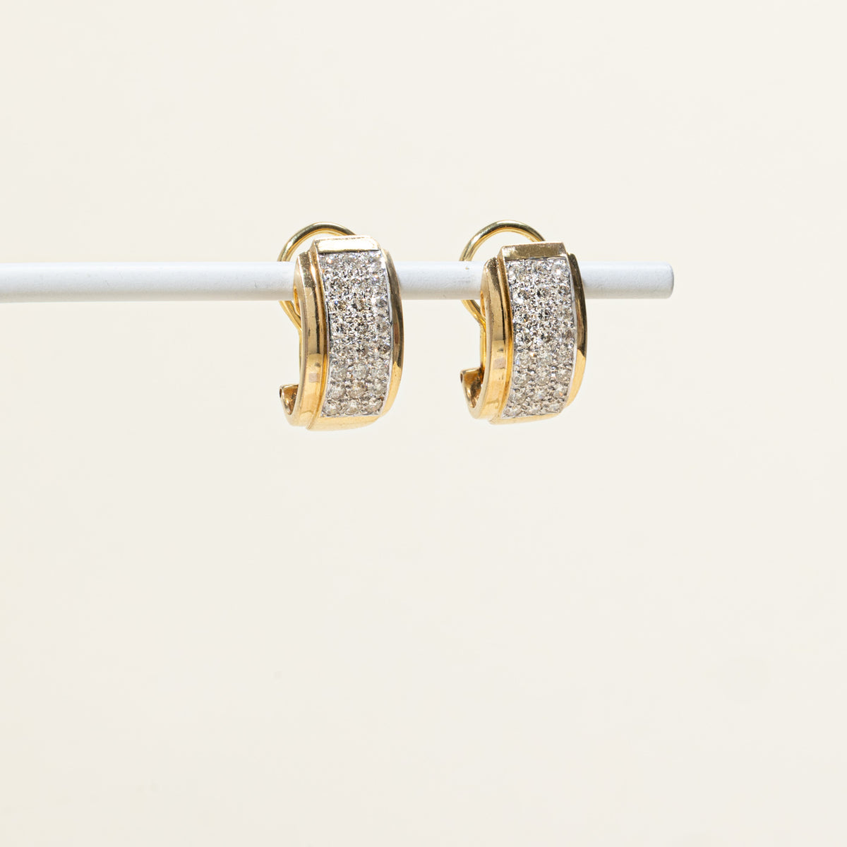 14k Pave Set Diamond Half Hoop Earrings | 20.90mm | 1.48ctw