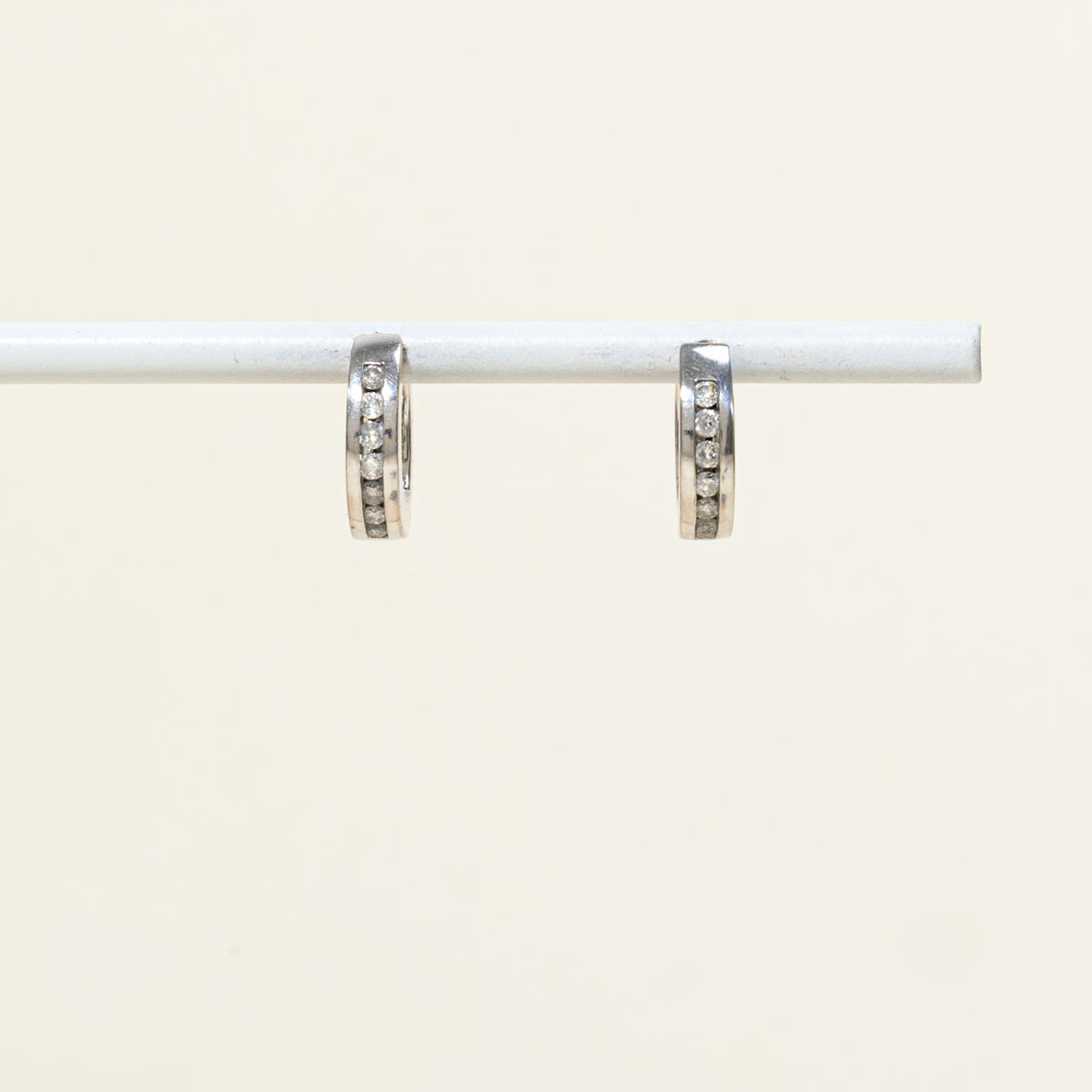 10k Semi Eternity Diamond Huggie Earrings | 13.25mm | 0.30ctw