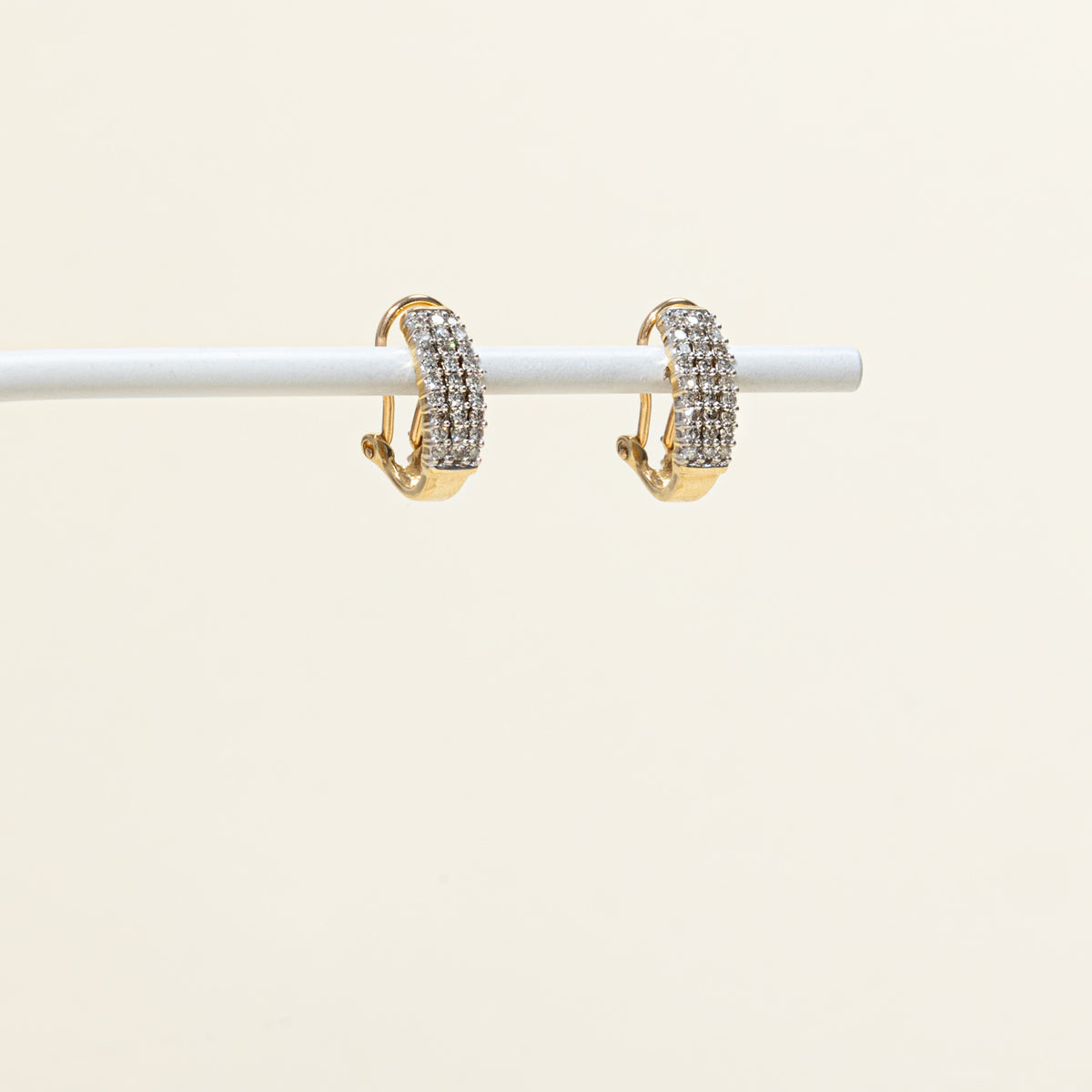 10k Multi Row Diamond Hoop Earrings | 0.37ctw