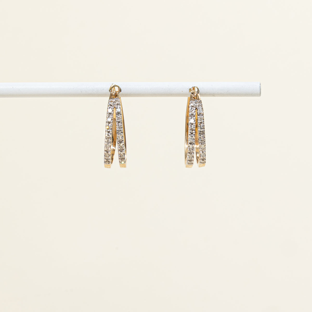 10k Double Row Diamond Hoop Earrings | 21.45mm | 0.22ctw