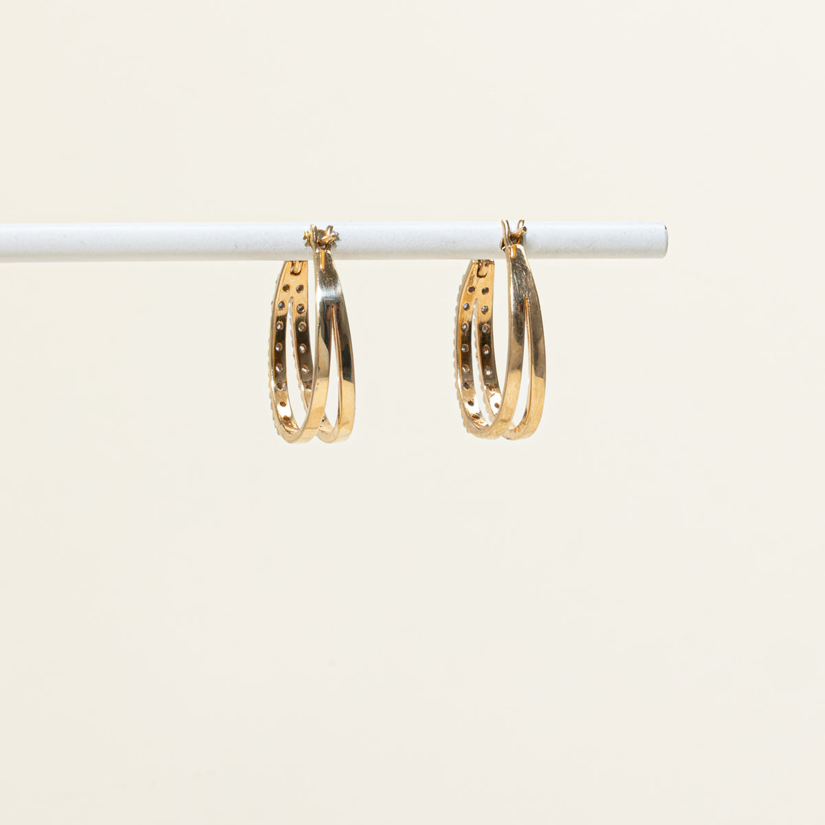 10k Double Row Diamond Hoop Earrings | 21.45mm | 0.22ctw