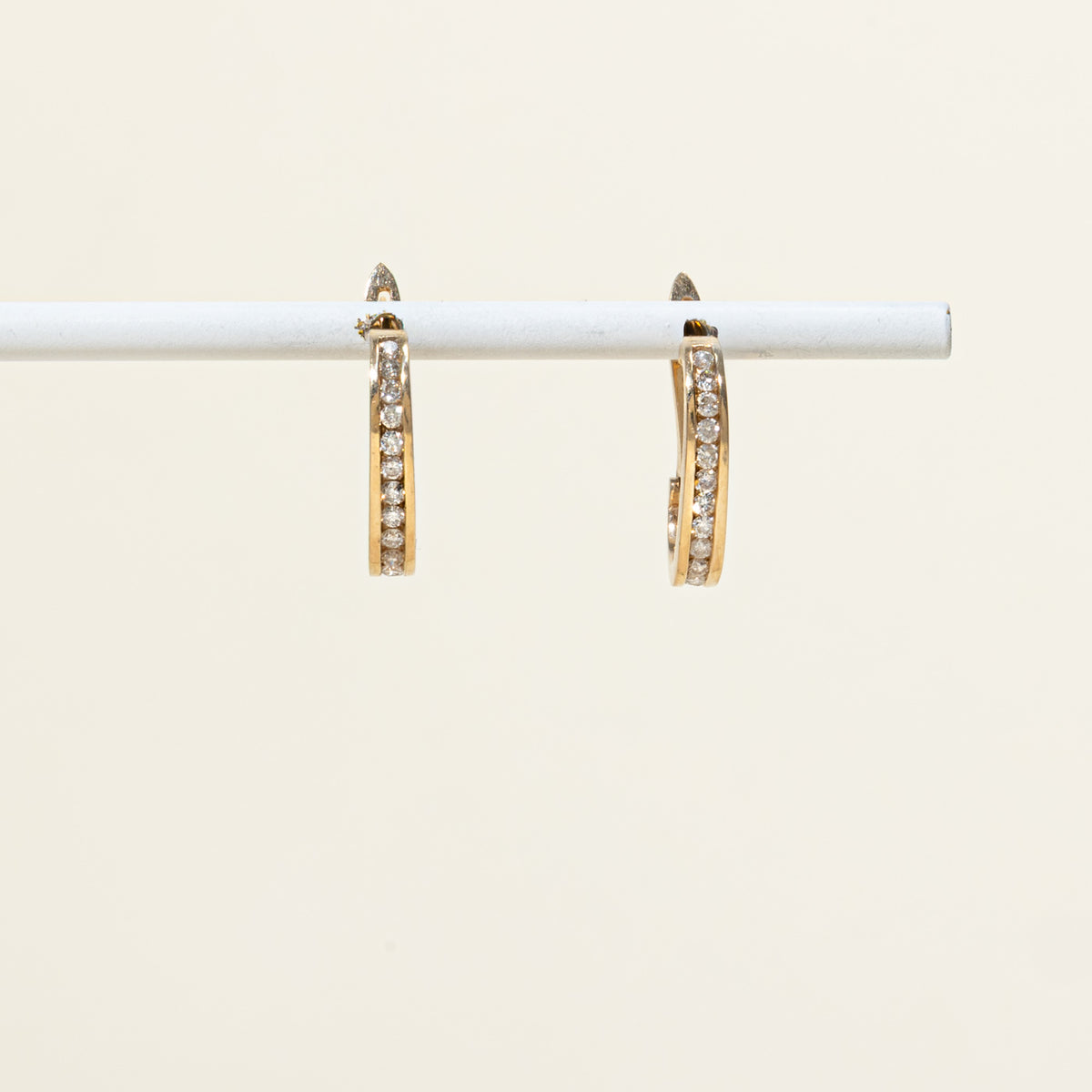 10k Semi Eternity Channel Set Diamond Half Hoop Earrings | 18.05mm | 0.36ctw