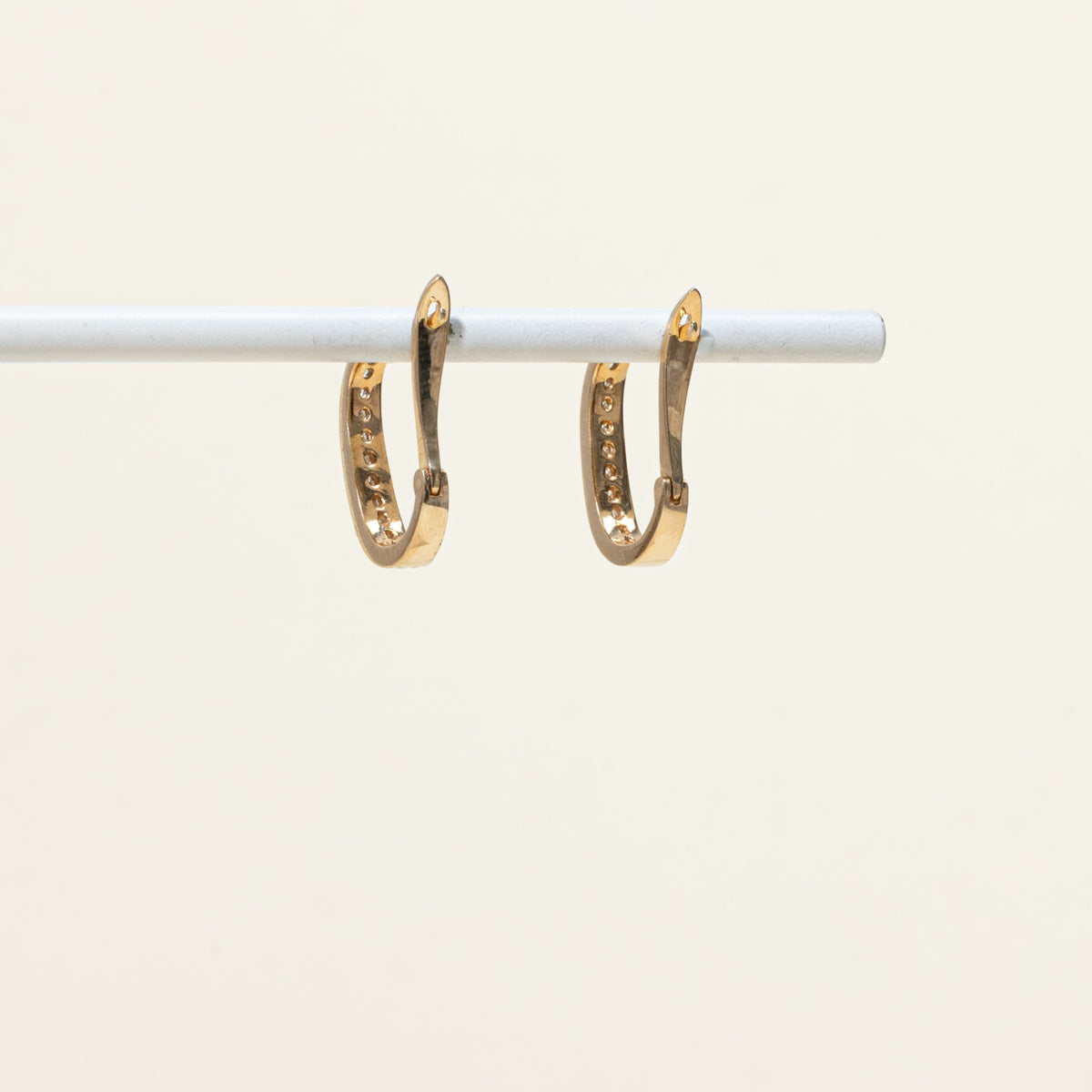 10k Semi Eternity Channel Set Diamond Half Hoop Earrings | 18.05mm | 0.36ctw