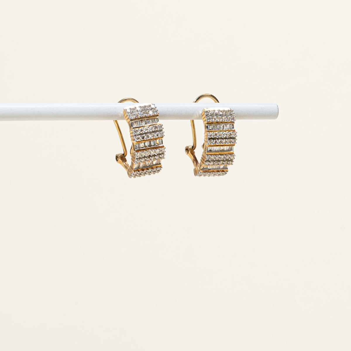 10k Multi Row Multi Cut Diamond Wide Half Hoop Earrings | 17.35mm | 0.90ctw
