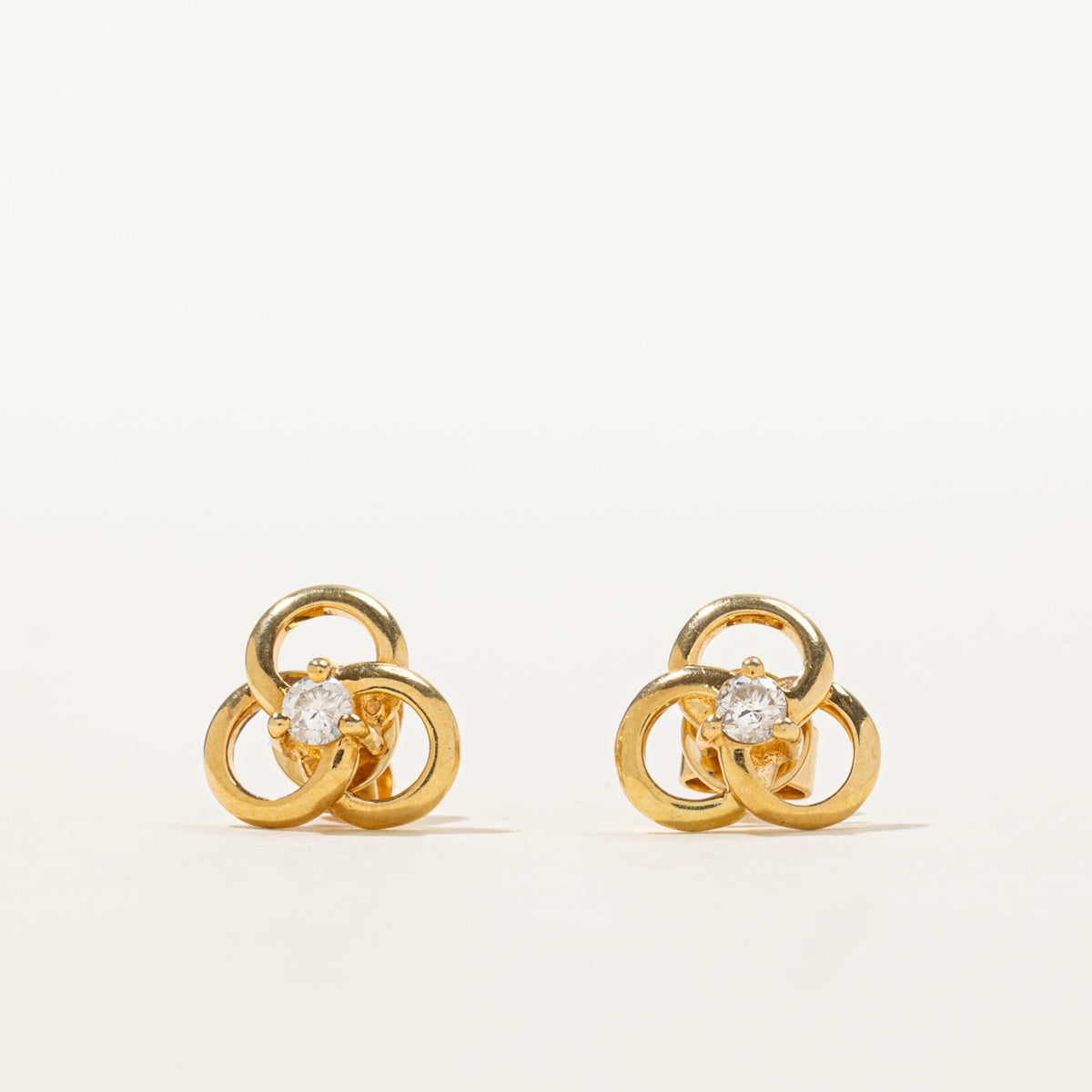 18k Diamond Interlocking Stud Earrings | 0.18ctw