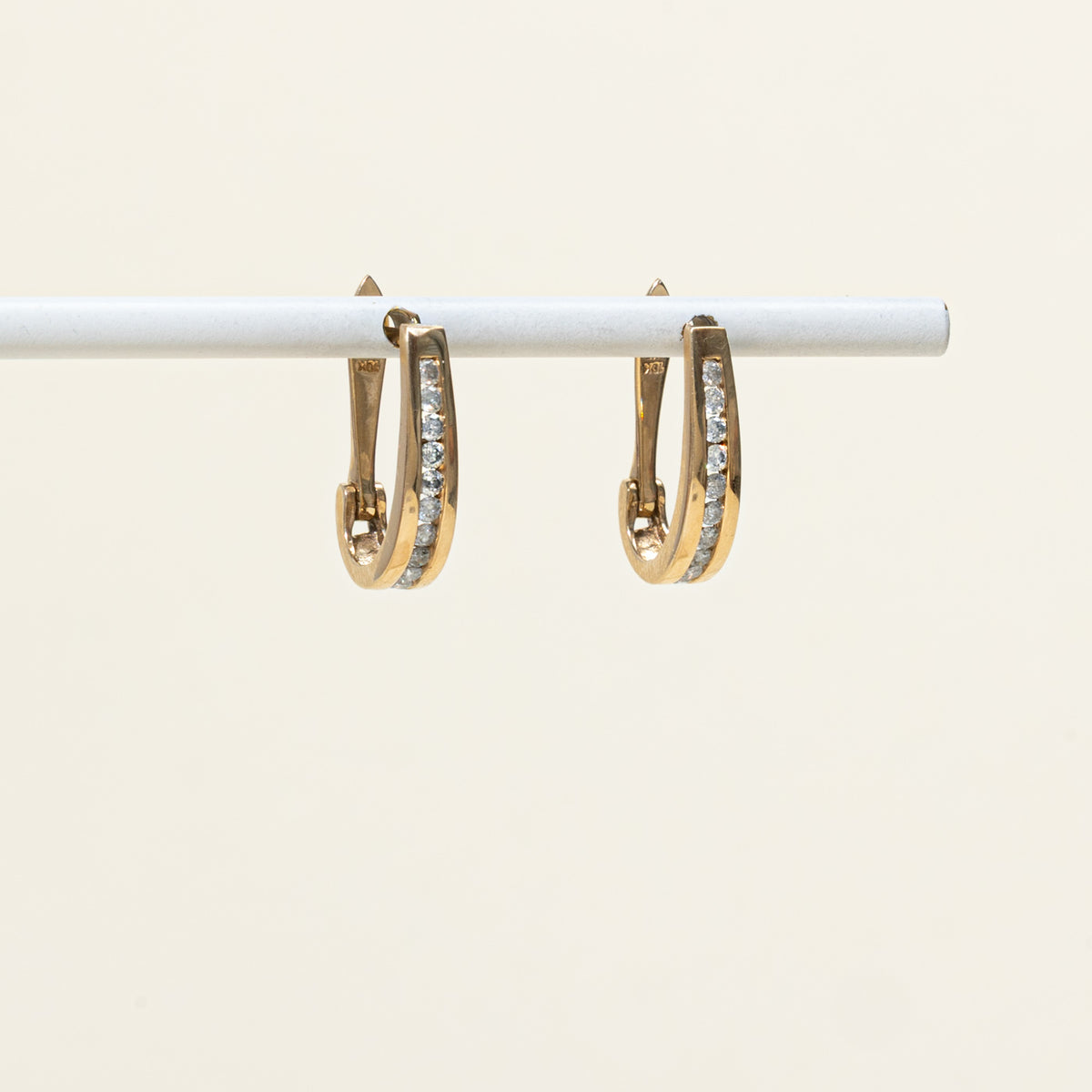 10k Semi Eternity Channel Set Diamond Half Hoop Earrings | 18.45mm | 0.47ctw