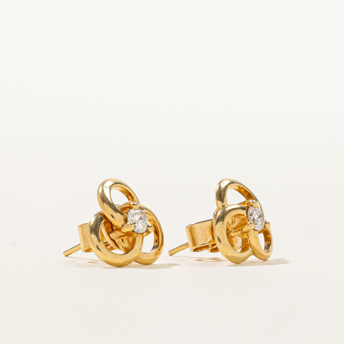 18k Diamond Interlocking Stud Earrings | 0.18ctw