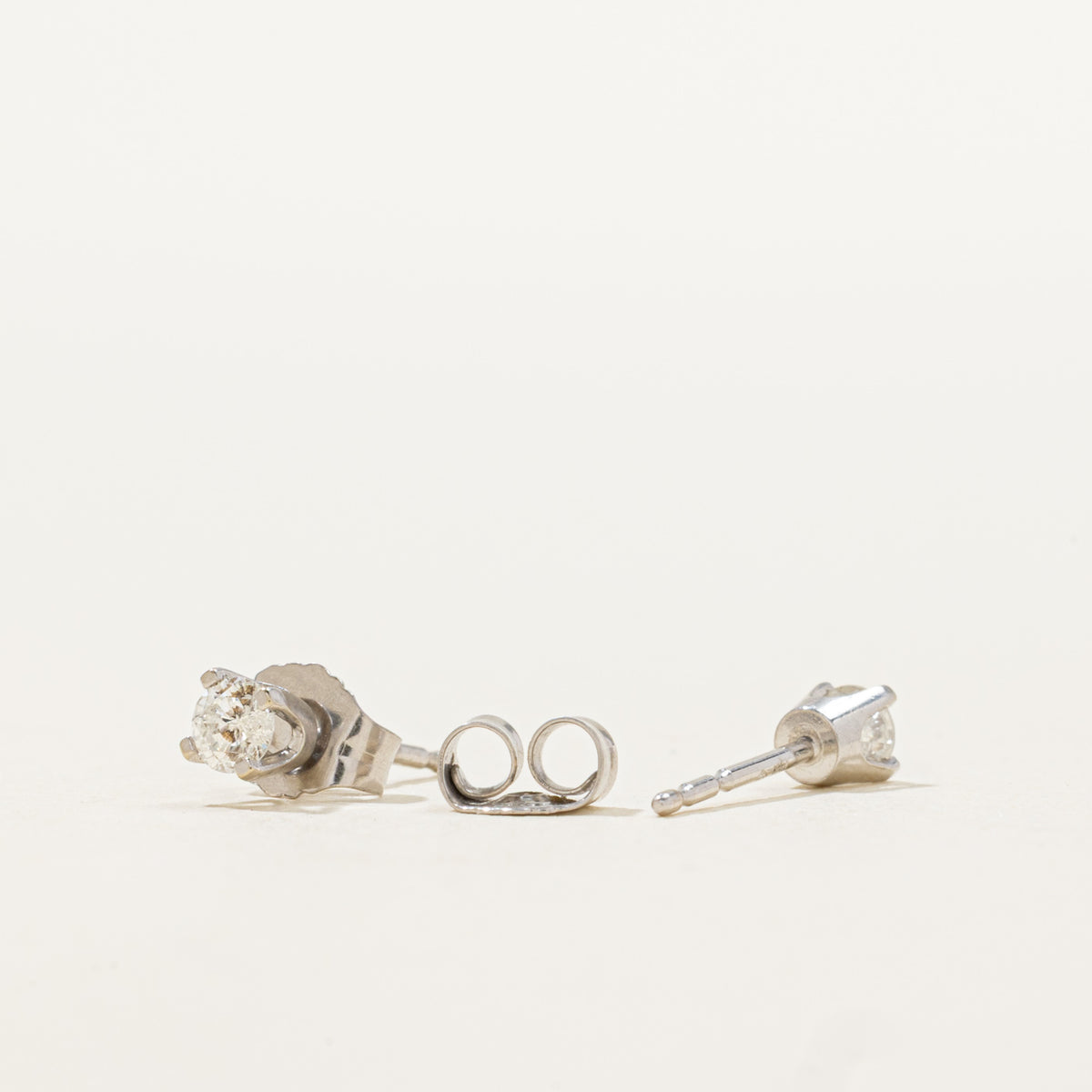 14k White Gold Solitaire Petite Diamond Stud Earrings | 0.20ctw
