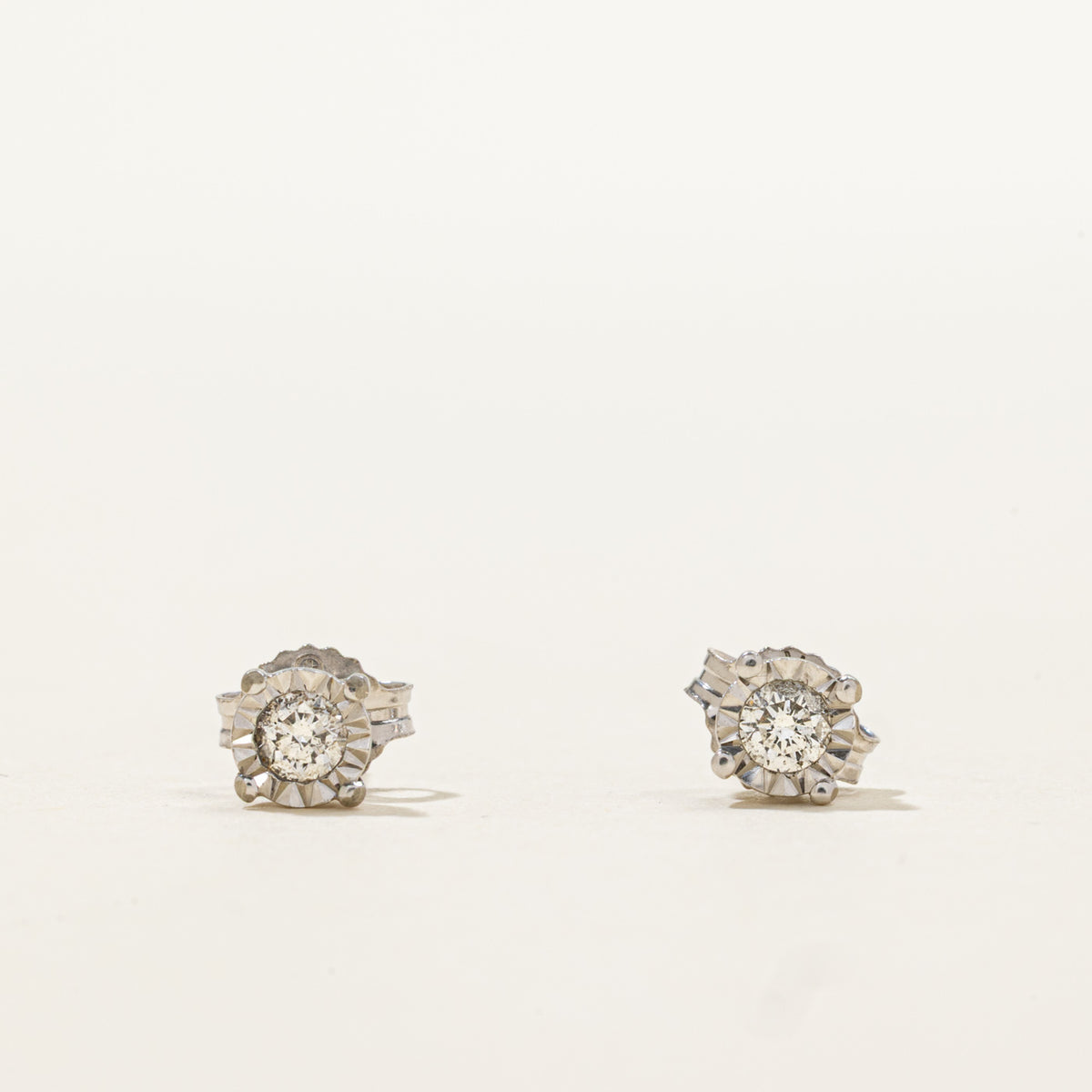 10k Illusion Set Solitaire Diamond Stud Earrings | 0.14ctw