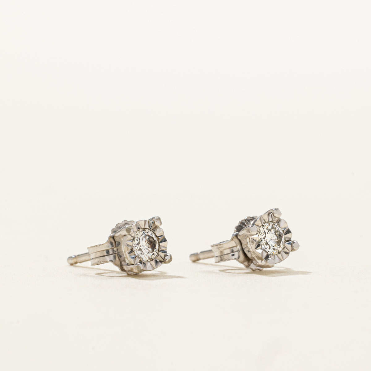 10k Illusion Set Solitaire Diamond Stud Earrings | 0.14ctw