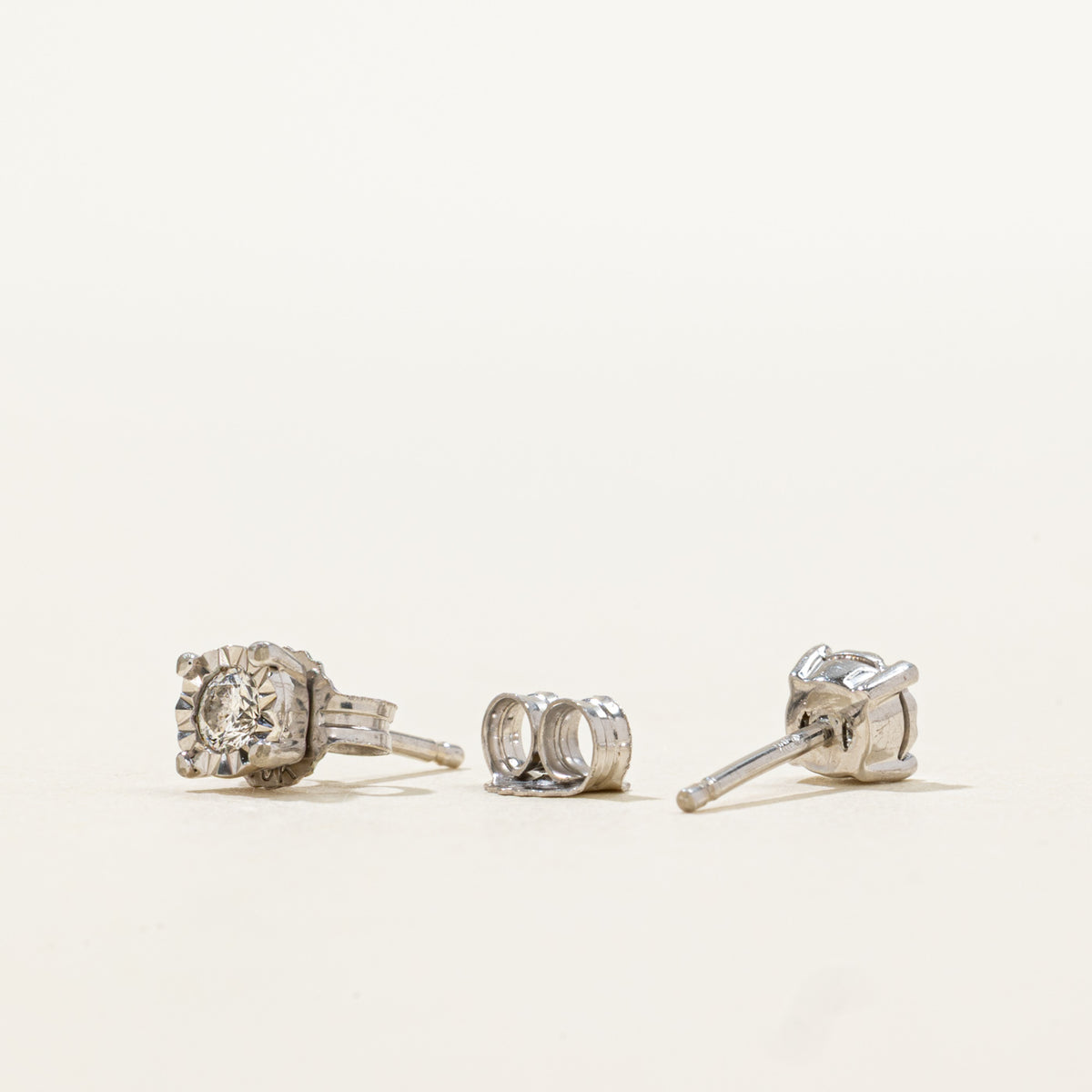 10k Illusion Set Solitaire Diamond Stud Earrings | 0.14ctw