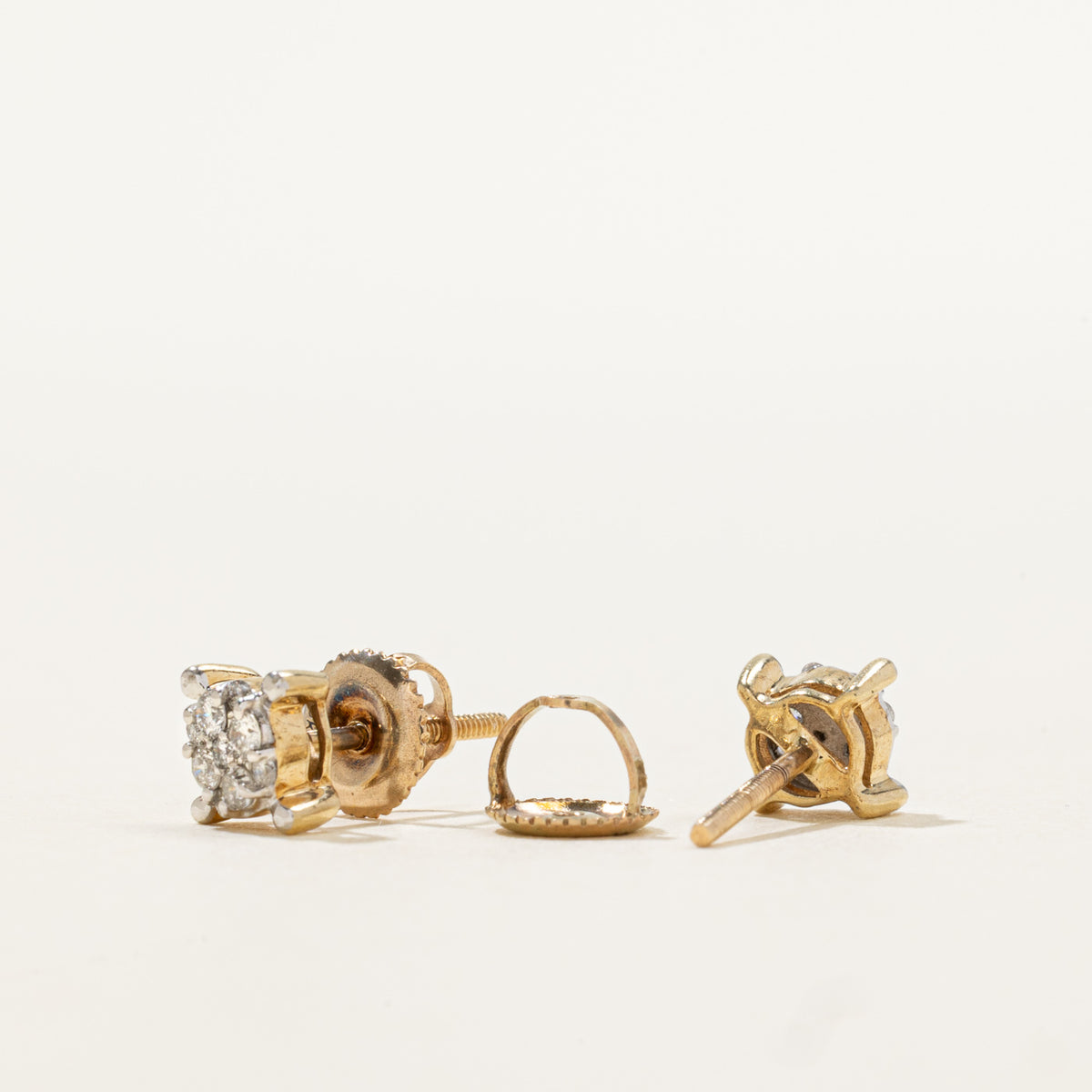10k Illusion Set Diamond Cluster Stud Earrings | 0.17ctw