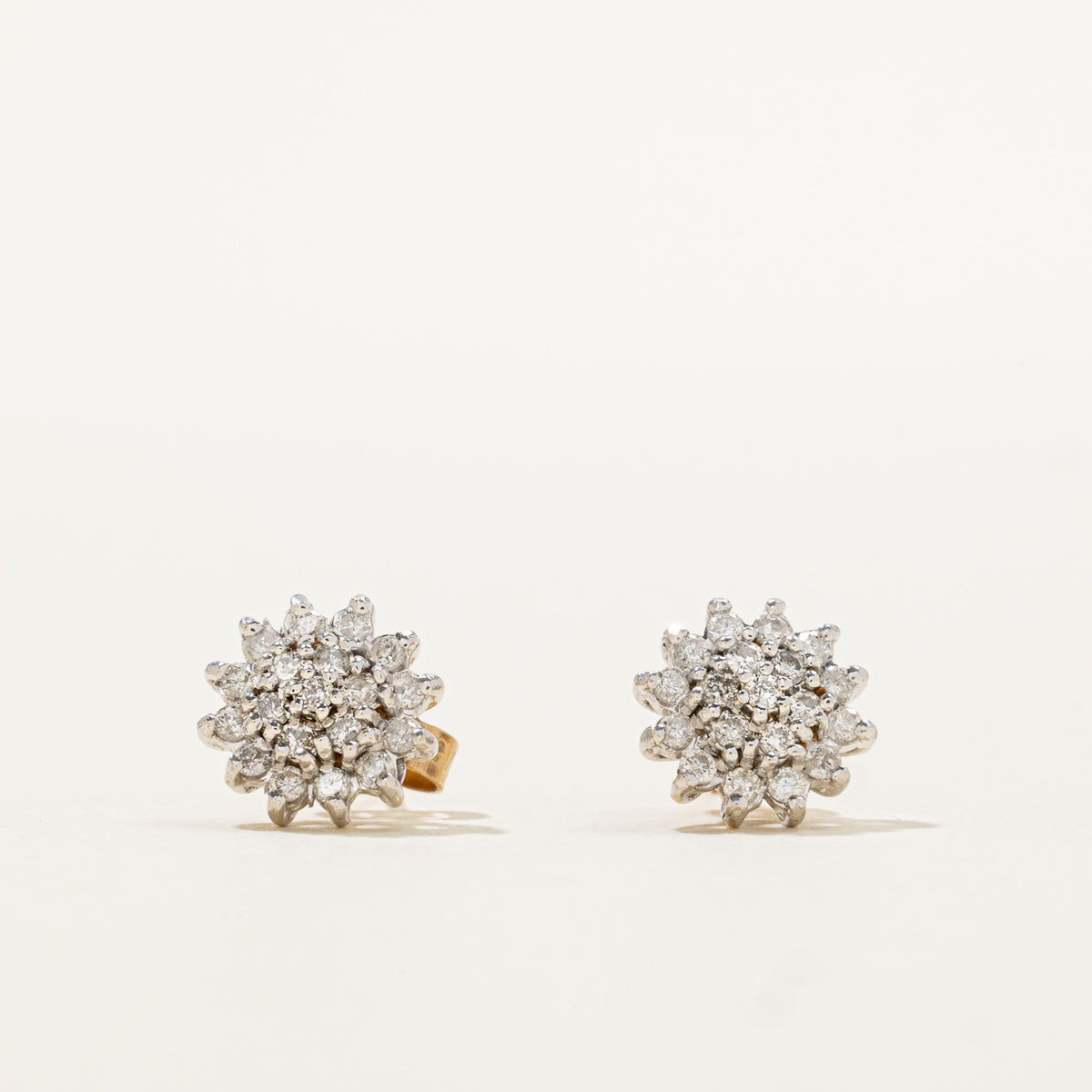 10k Diamond Cluster Floral Stud Earrings | 0.45ctw