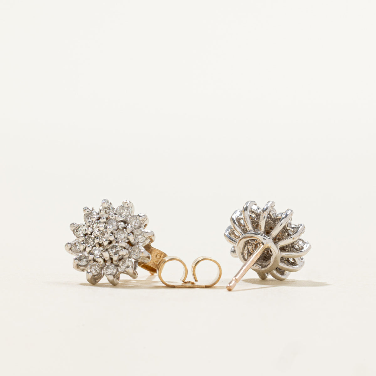 10k Diamond Cluster Floral Stud Earrings | 0.45ctw