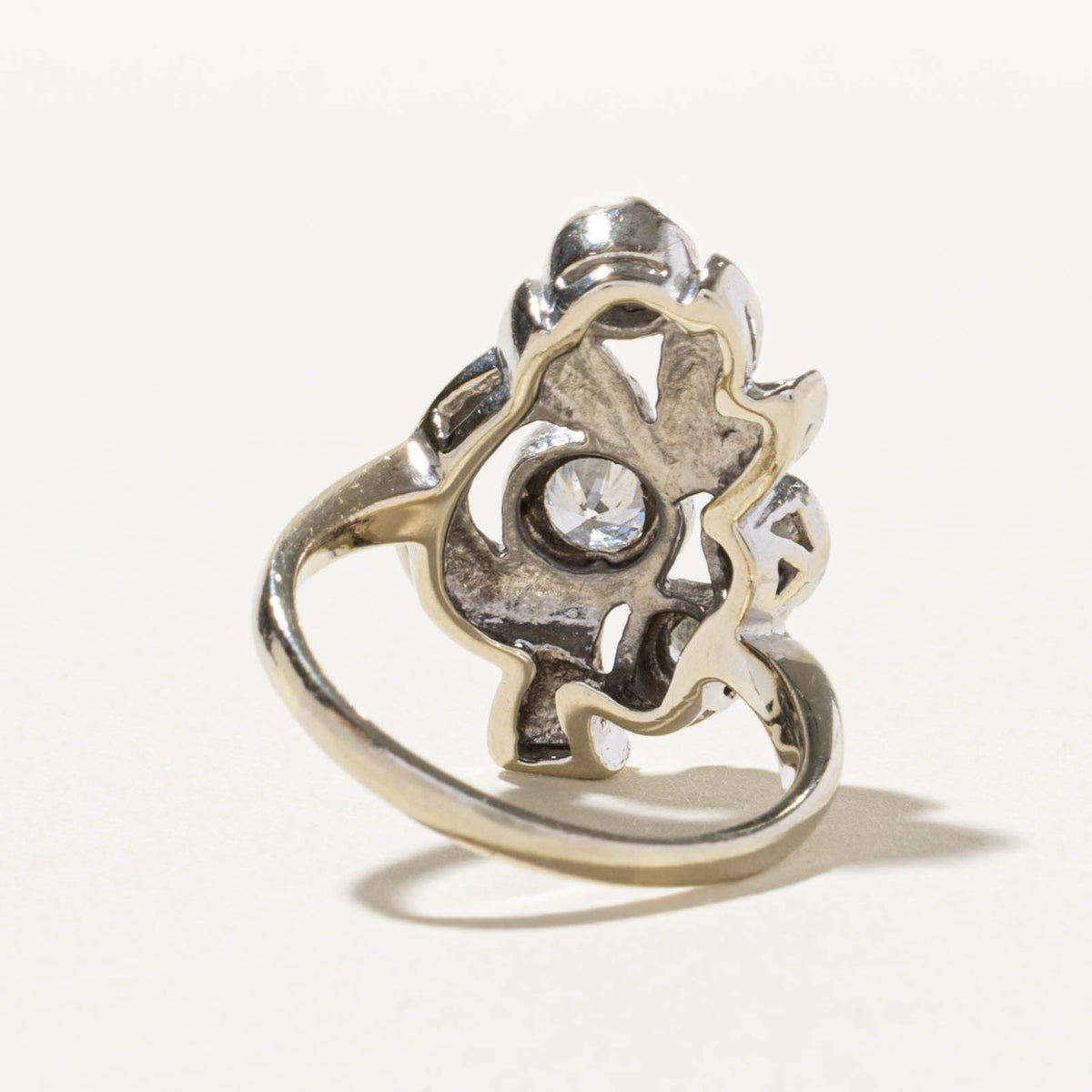 14k Scattered Diamond Textured Floral Cocktail Ring | 0.79ctw | SZ 8