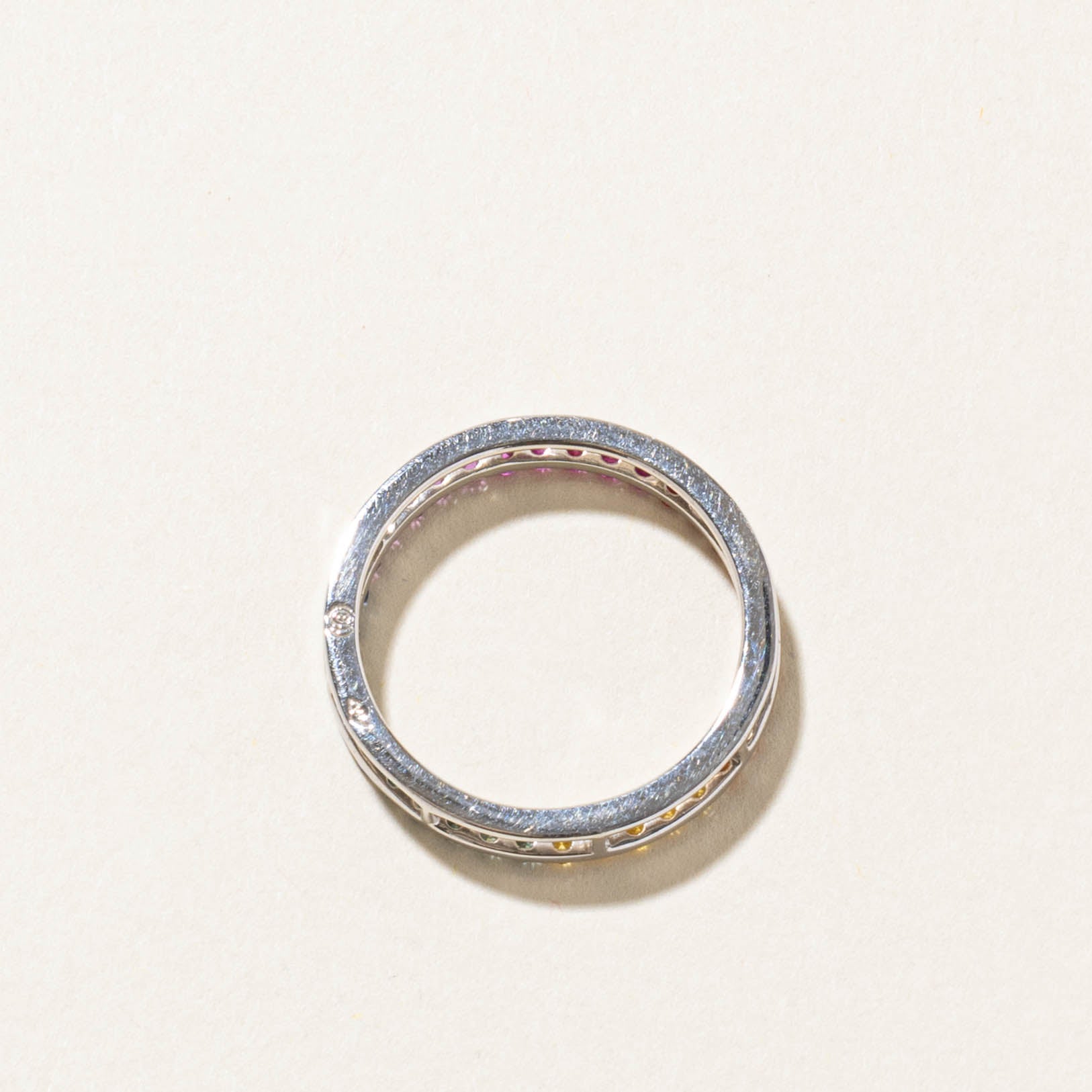 14k Eternity Rainbow Sapphire Circle Pendant | 0.90ct