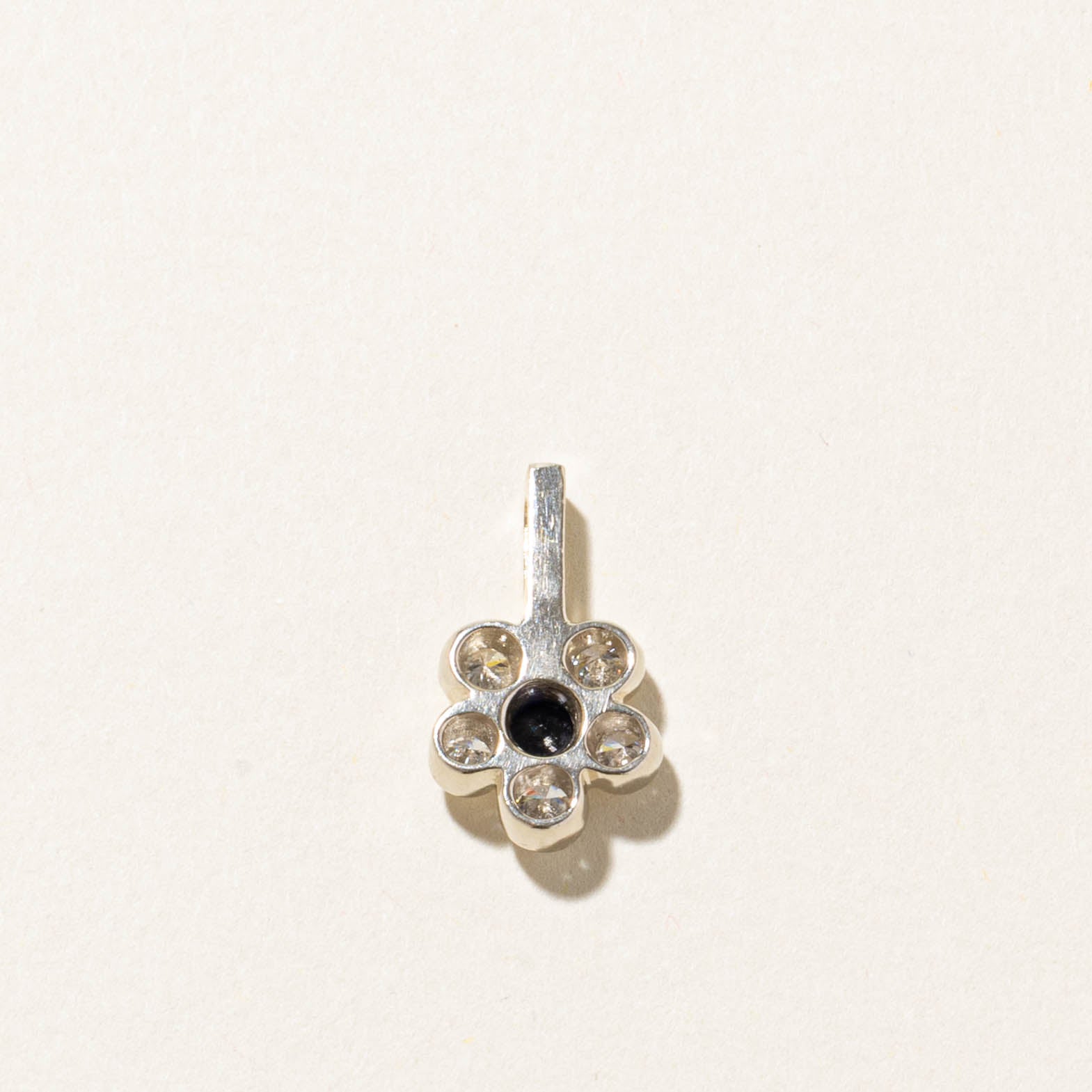 14k Sapphire & Diamond Cluster Flowerd Pendant | 0.35ct, 0.50ctw