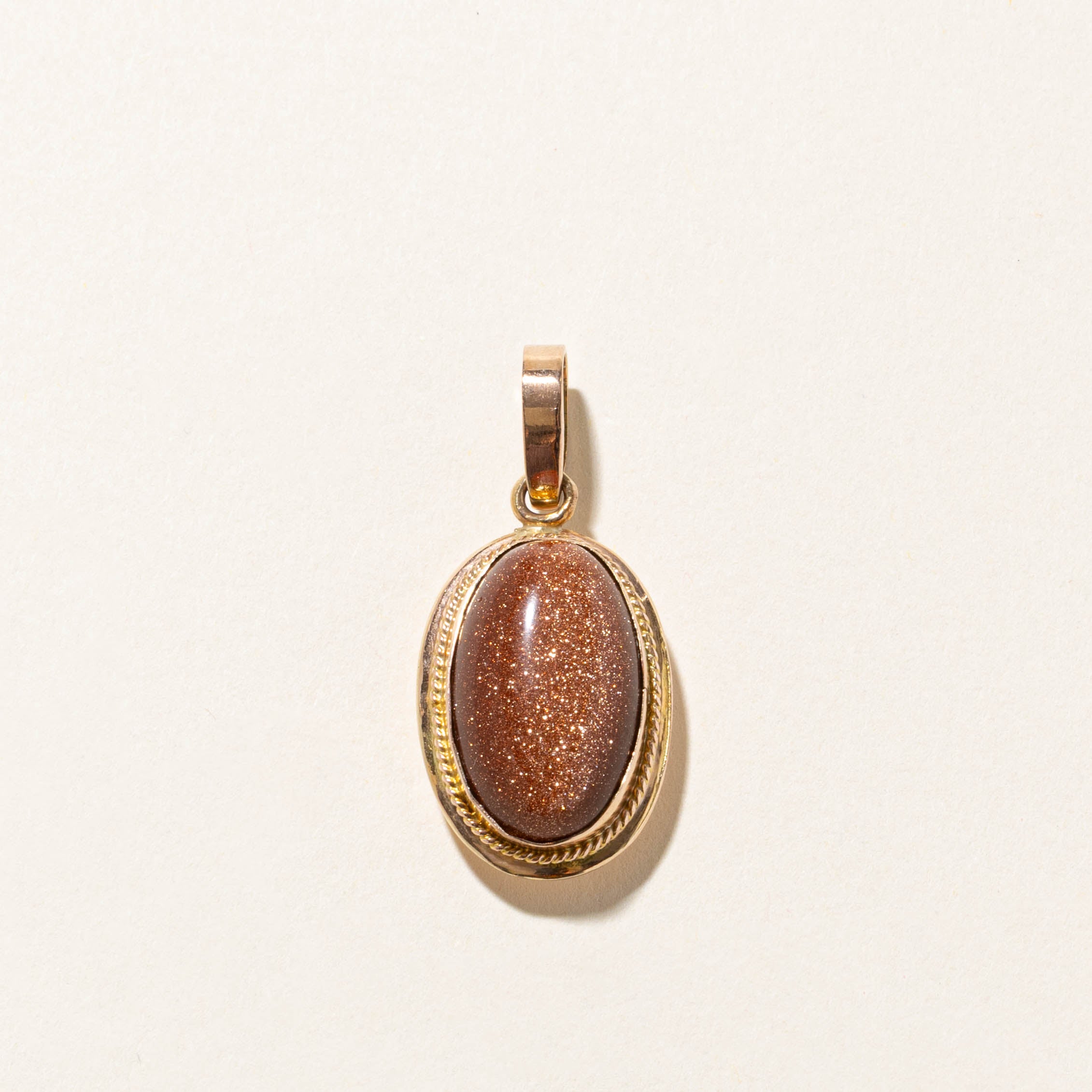 14k Bezel Set Goldstone Rope Framed Pendant | 15 ct |