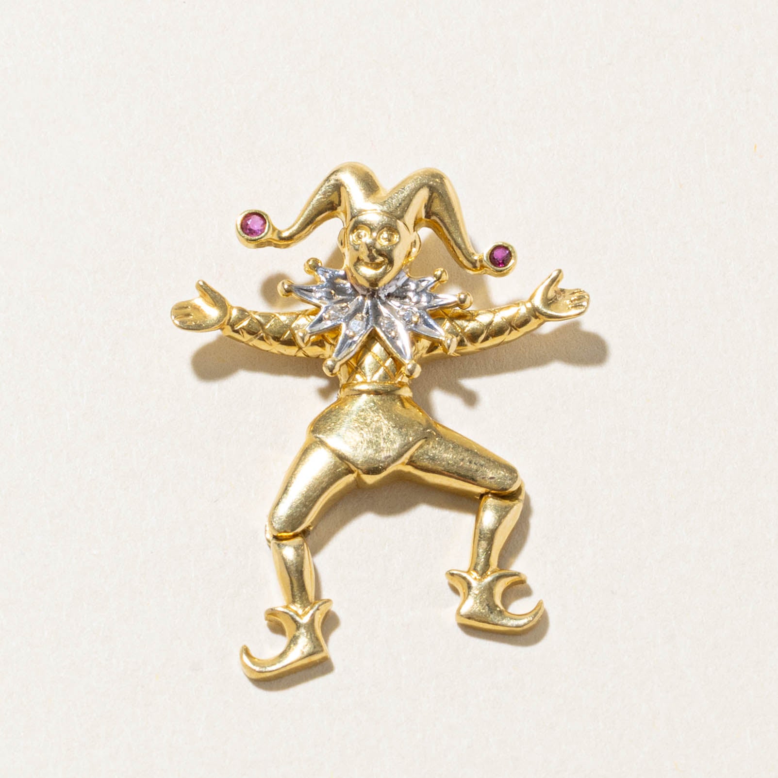 18k Ruby & Diamond Jester Pendant | 0.04ct, 0.02ctw