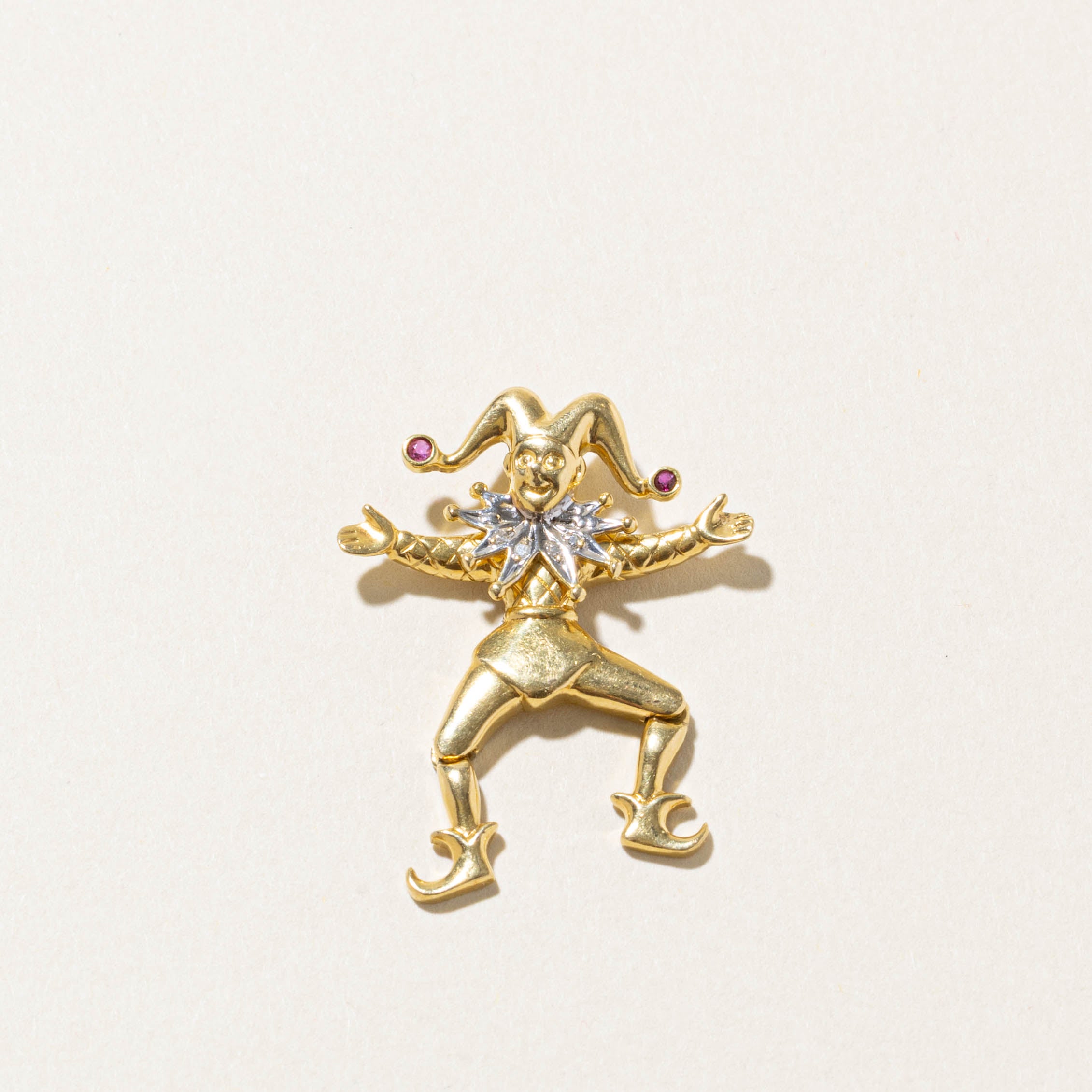 18k Ruby & Diamond Jester Pendant | 0.04ct, 0.02ctw