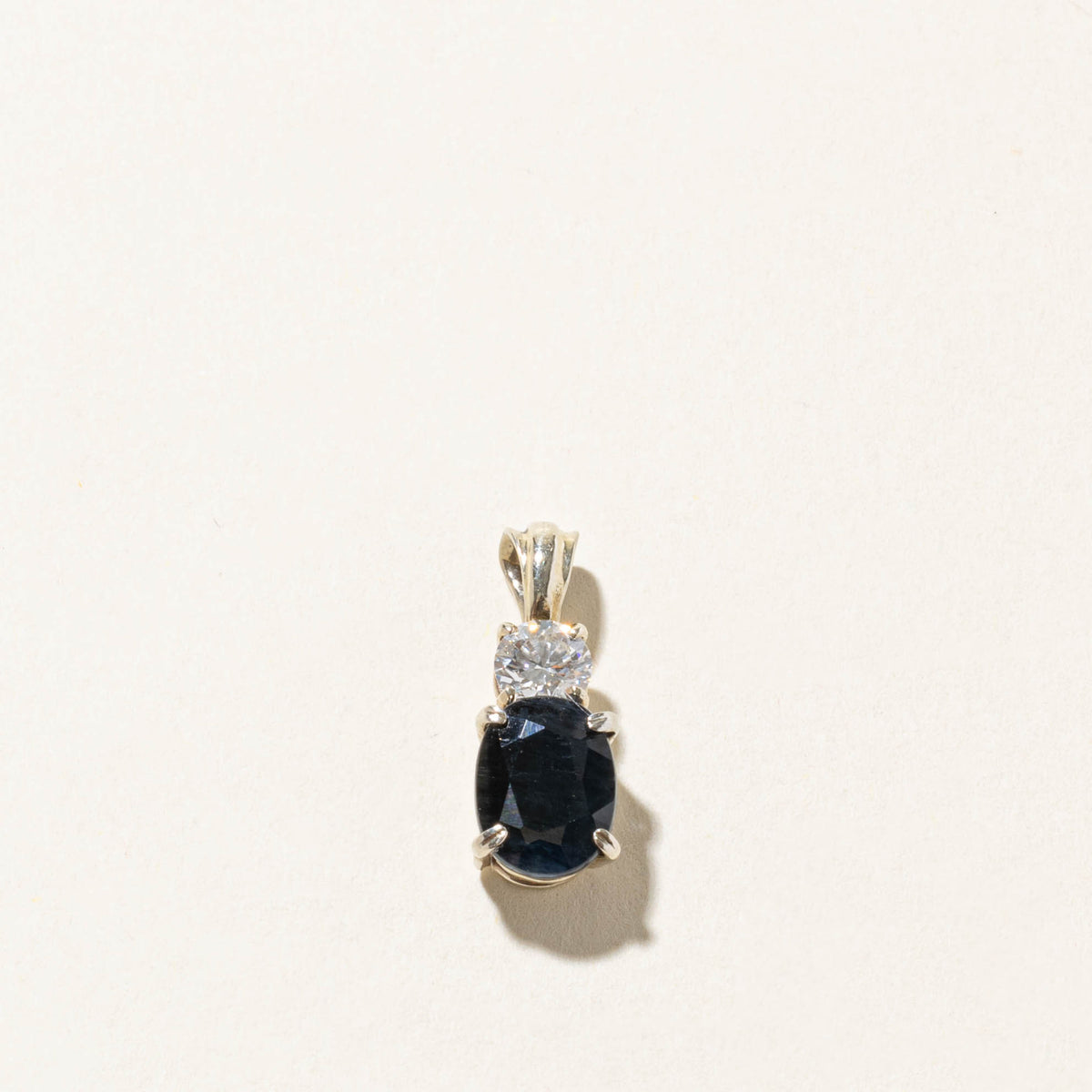 10k Oval Cut Sapphire & Diamond Pendant | 2.44ct, 0.42ct SI1 H