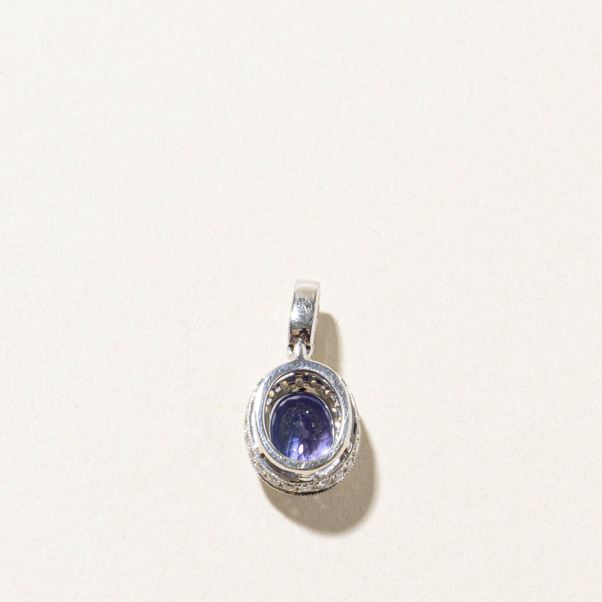 18k Tanzanite & Diamond Halo Milgrain Pendant | 1.50ct, 0.50ctw