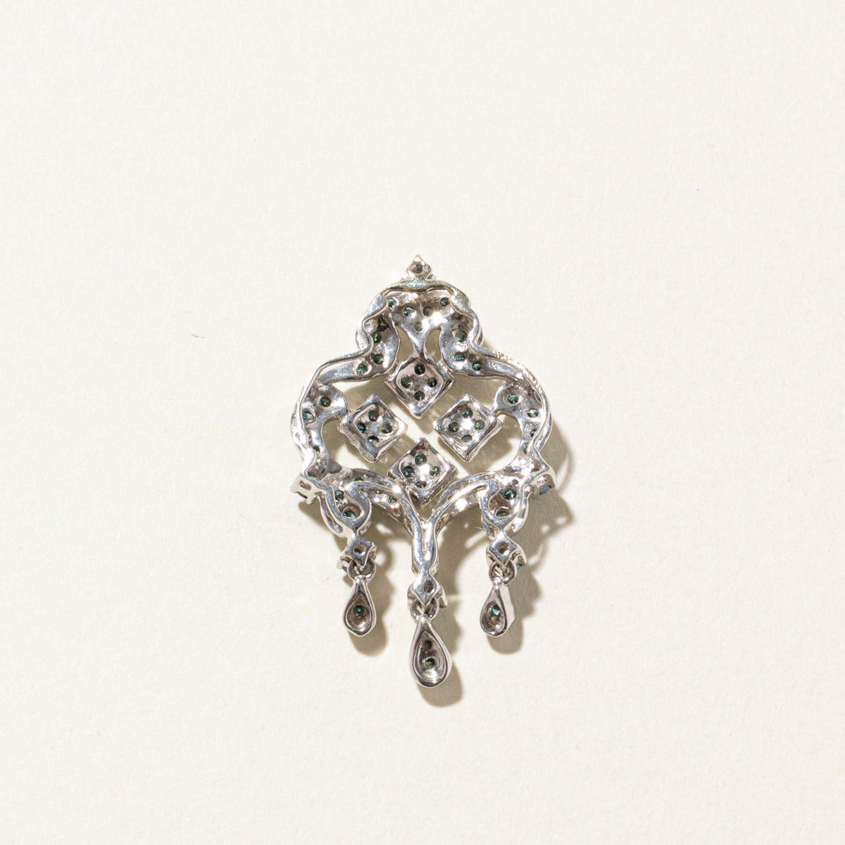 18k Blue Diamond Ornate Chandelier Pendant | 0.85ctw