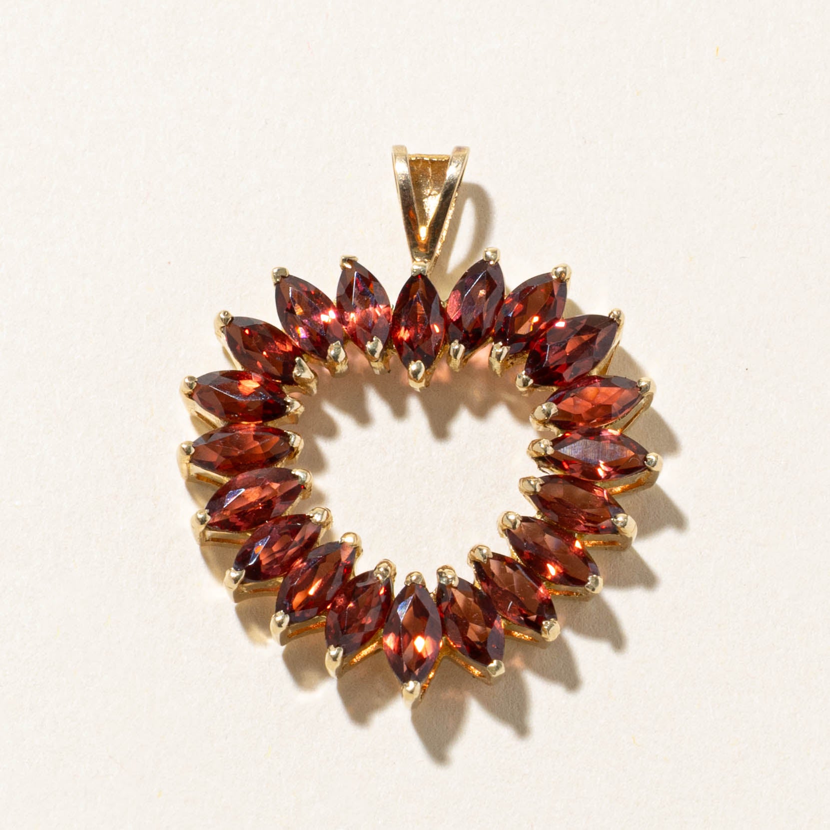 10k Marquise Cut Garnet Openwork Heart Pendant | 5.00ct