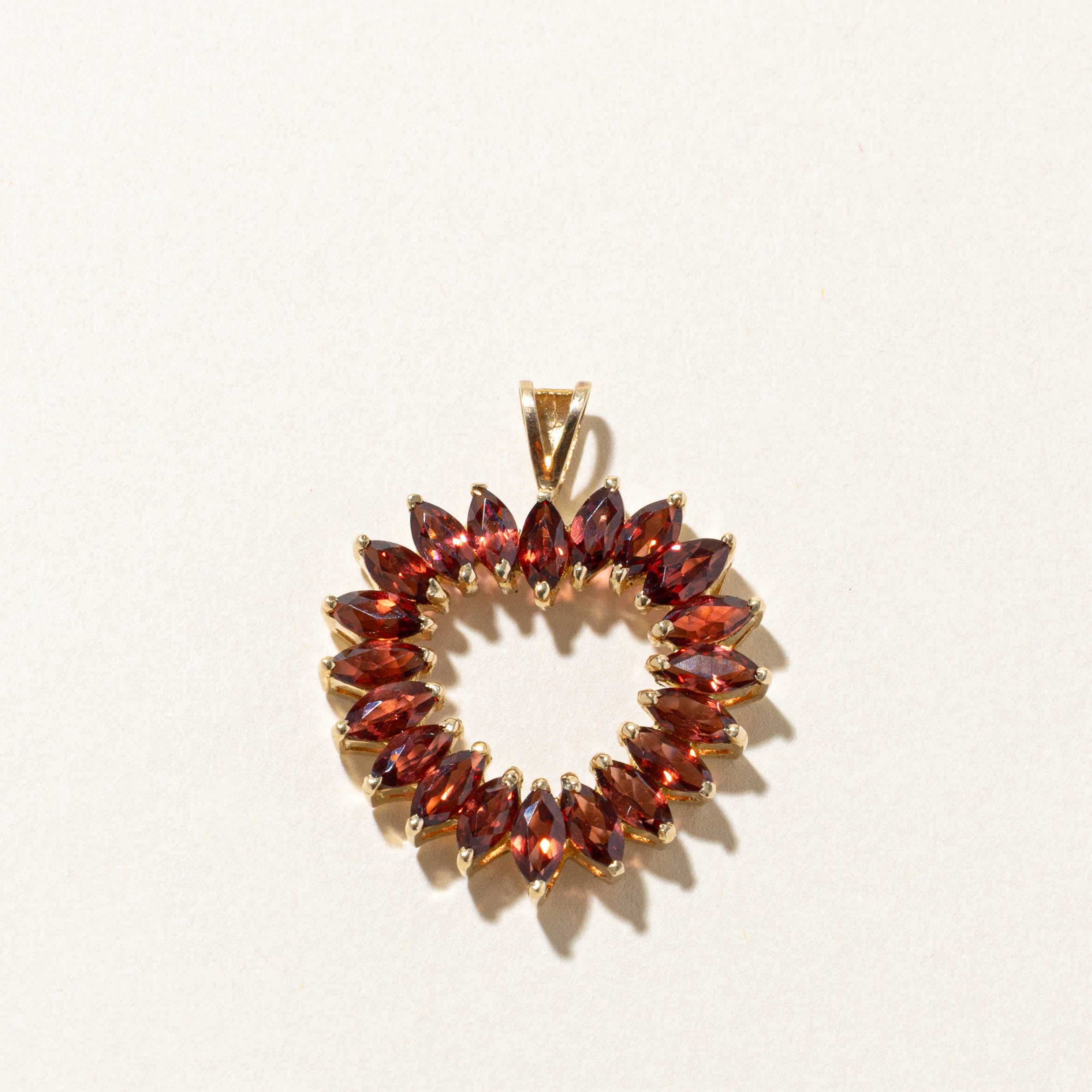 10k Marquise Cut Garnet Openwork Heart Pendant | 5.00ct