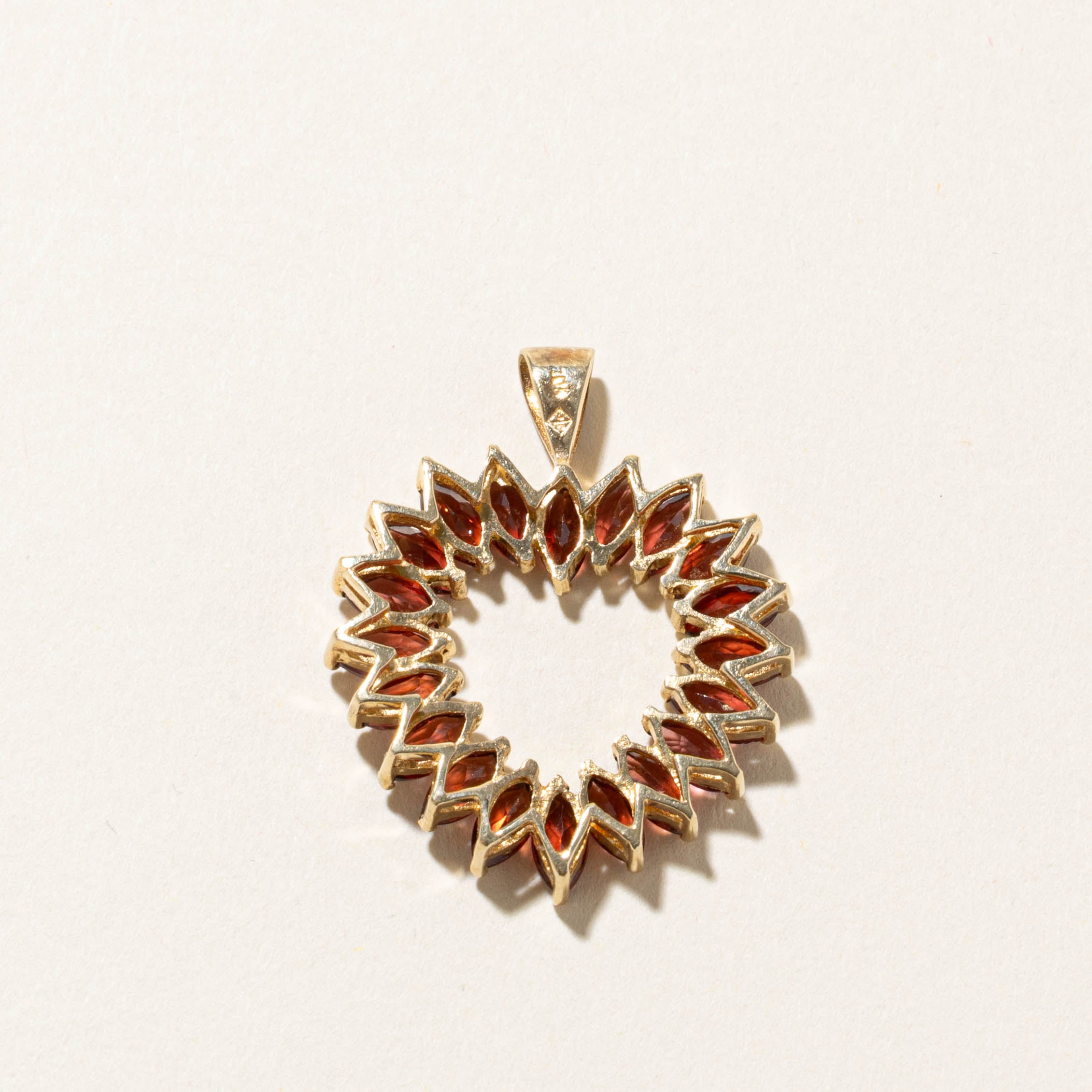 10k Marquise Cut Garnet Openwork Heart Pendant | 5.00ct