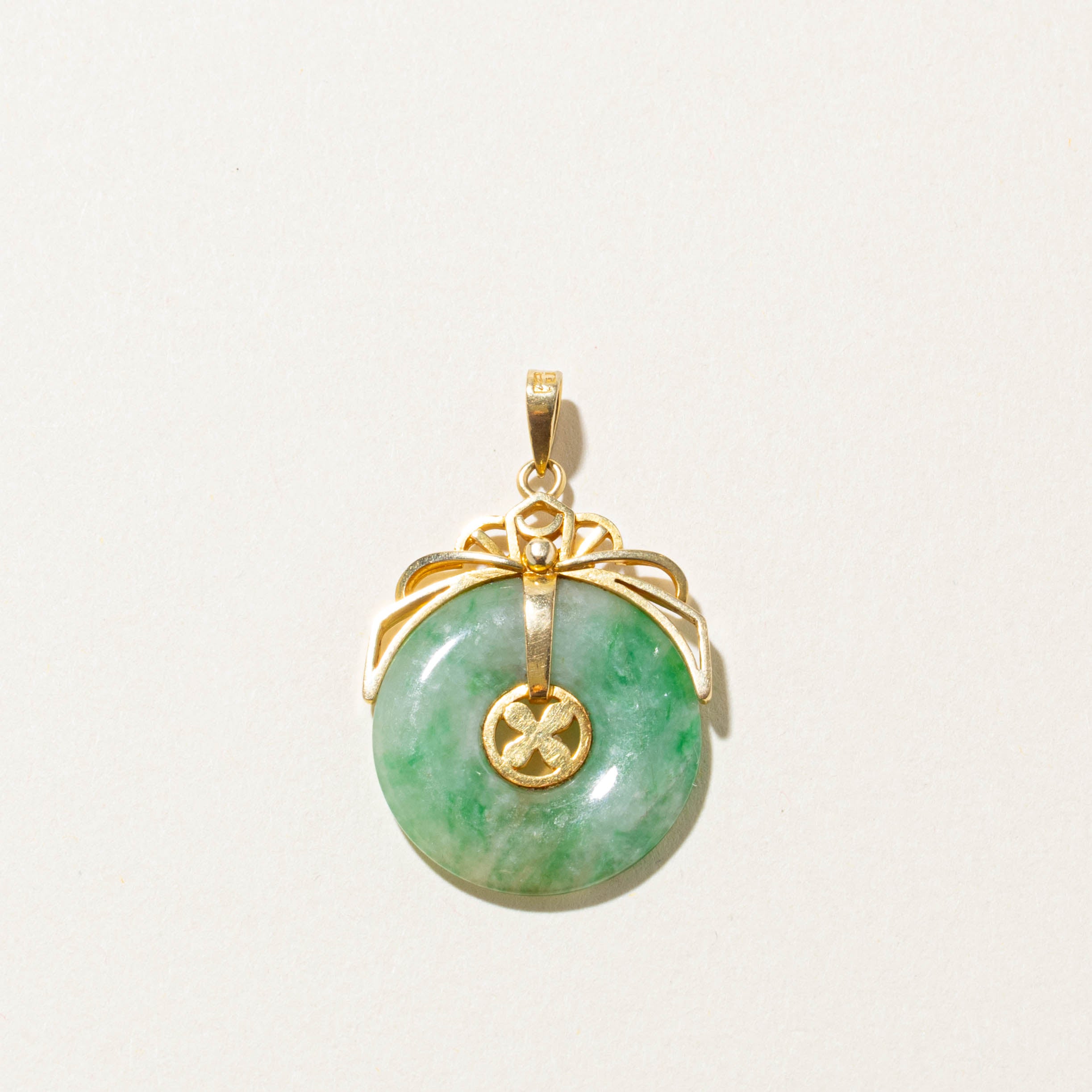 18k Jadeite Ornate Donut Pendant | 9.72ct