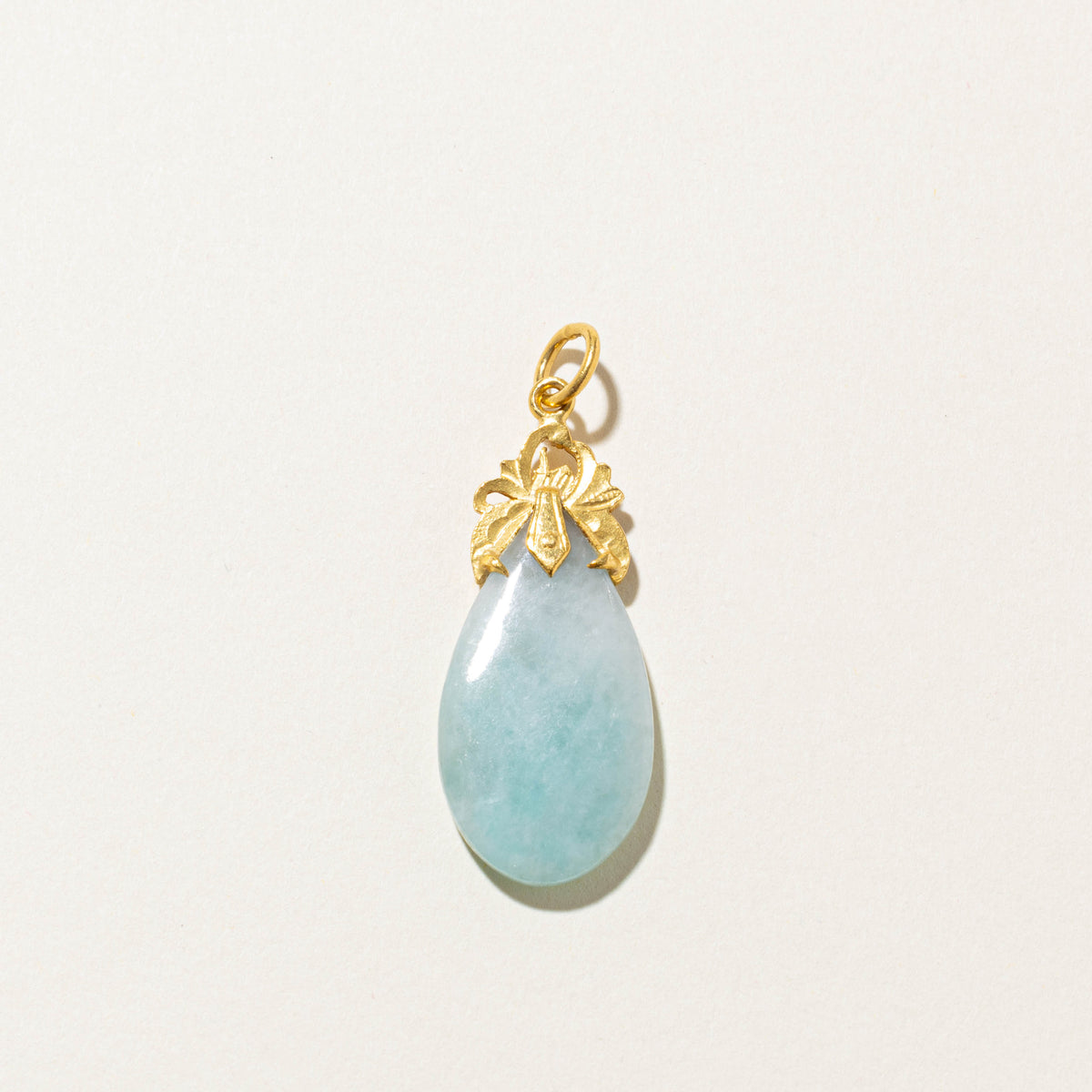 23k Pear Cabochon Jadeite Ornate Pendant | 15.00ct