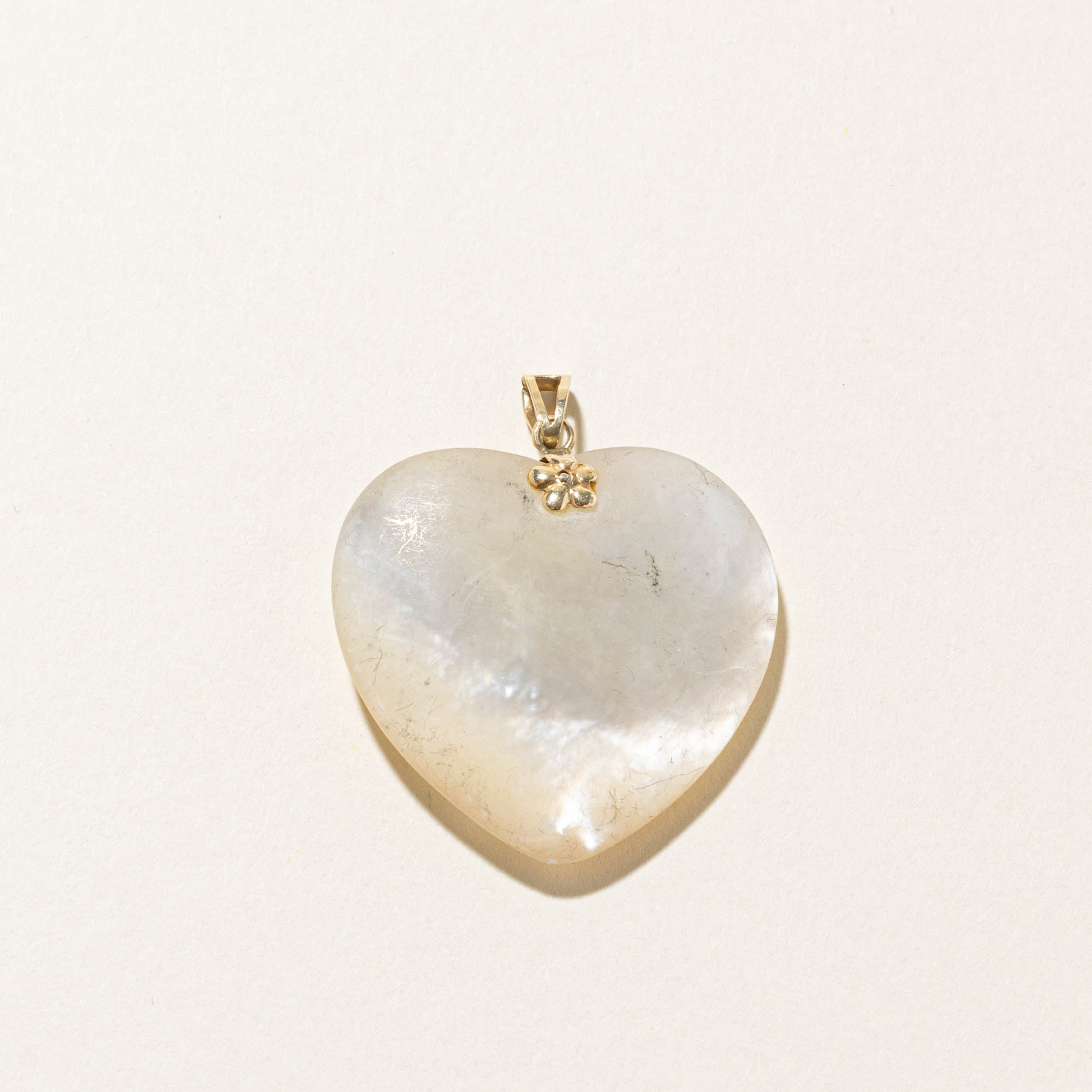 14k Mother of Pearl Heart & Butterfly Pendant