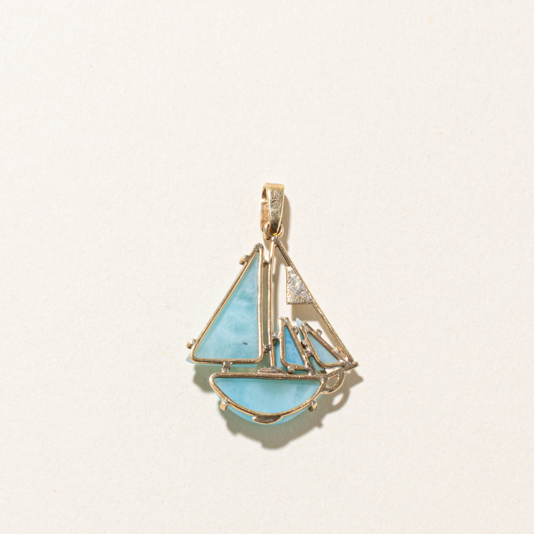 10k Larimar Sailboat Pendant | 5.00ct