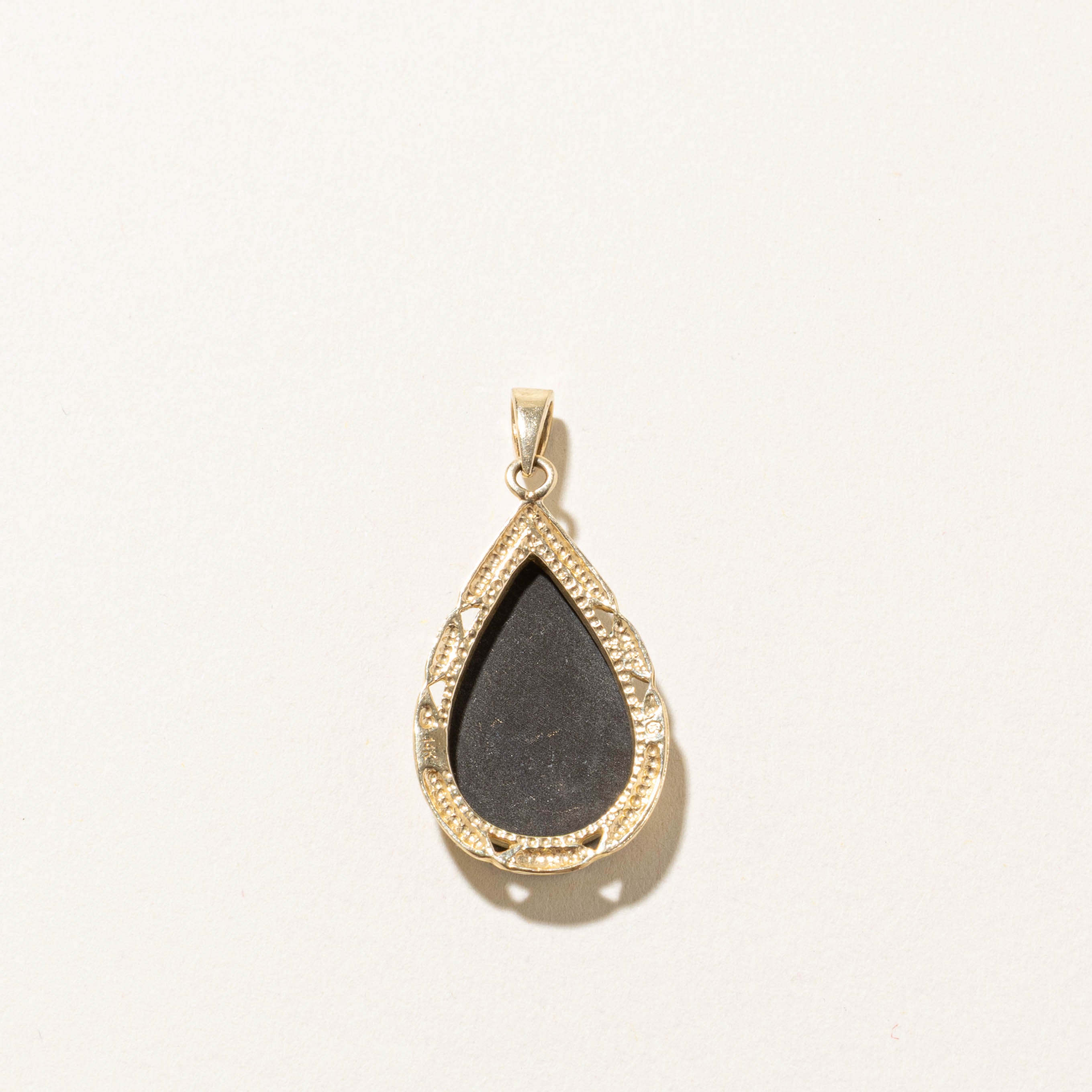 14k Pear Cabochon Ammolite Pendant | 4.00ct