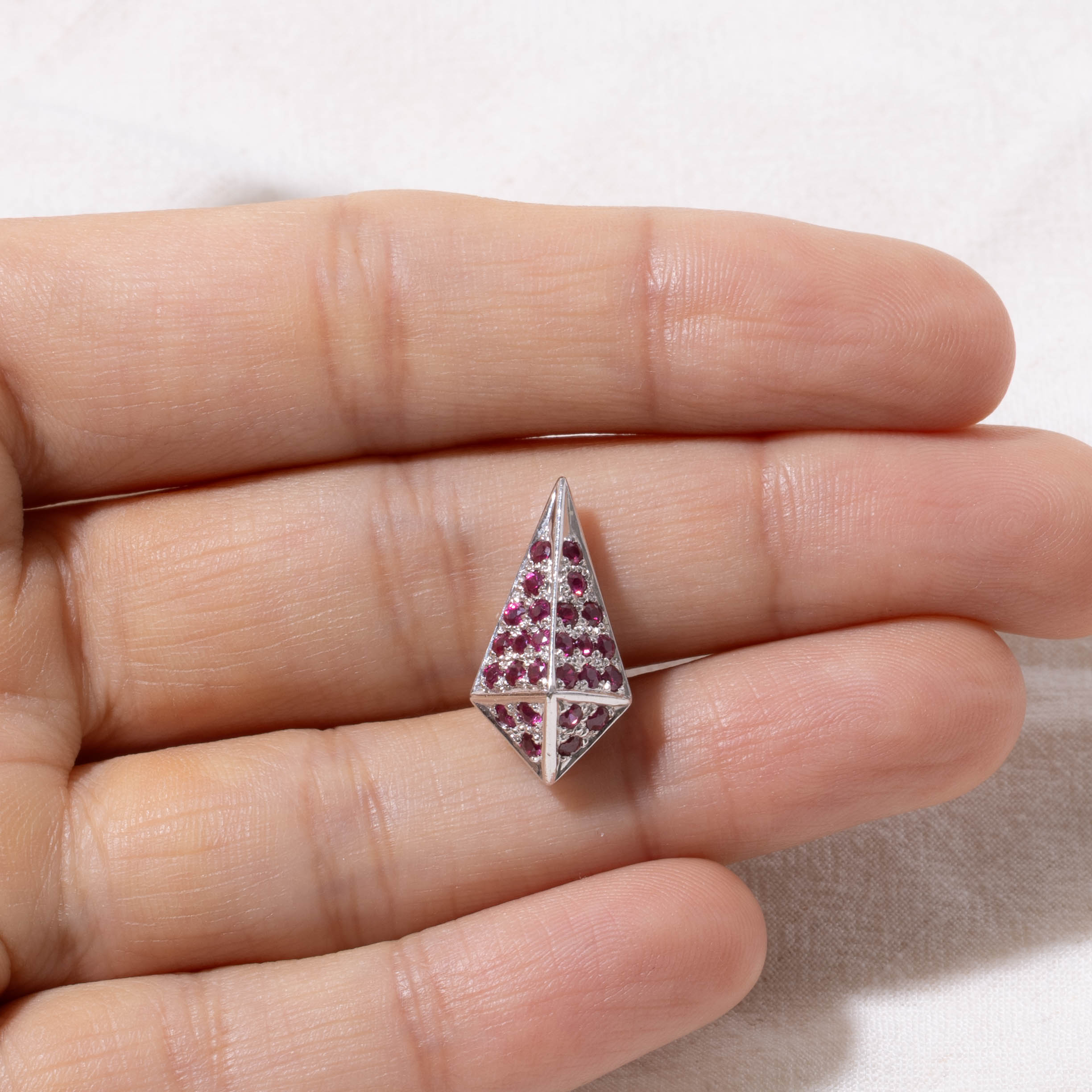 18k Pave Set Ruby Kite Geometric Pendant | 0.95ct