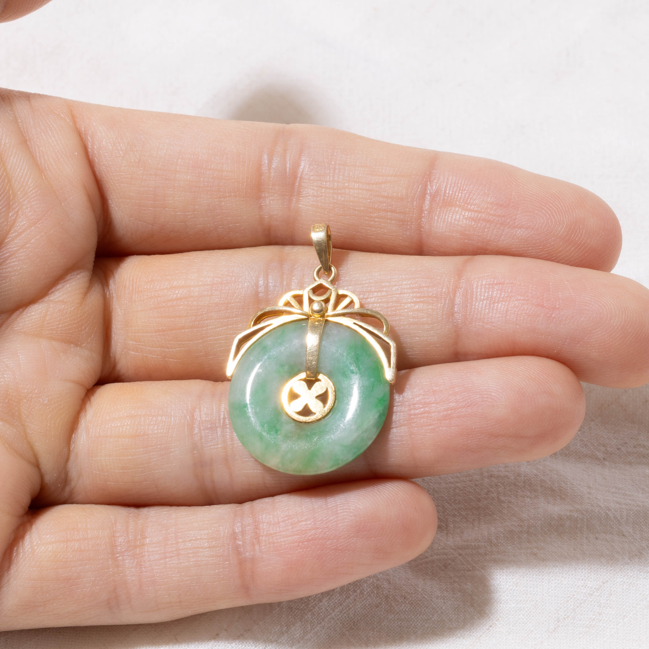 18k Jadeite Ornate Donut Pendant | 9.72ct