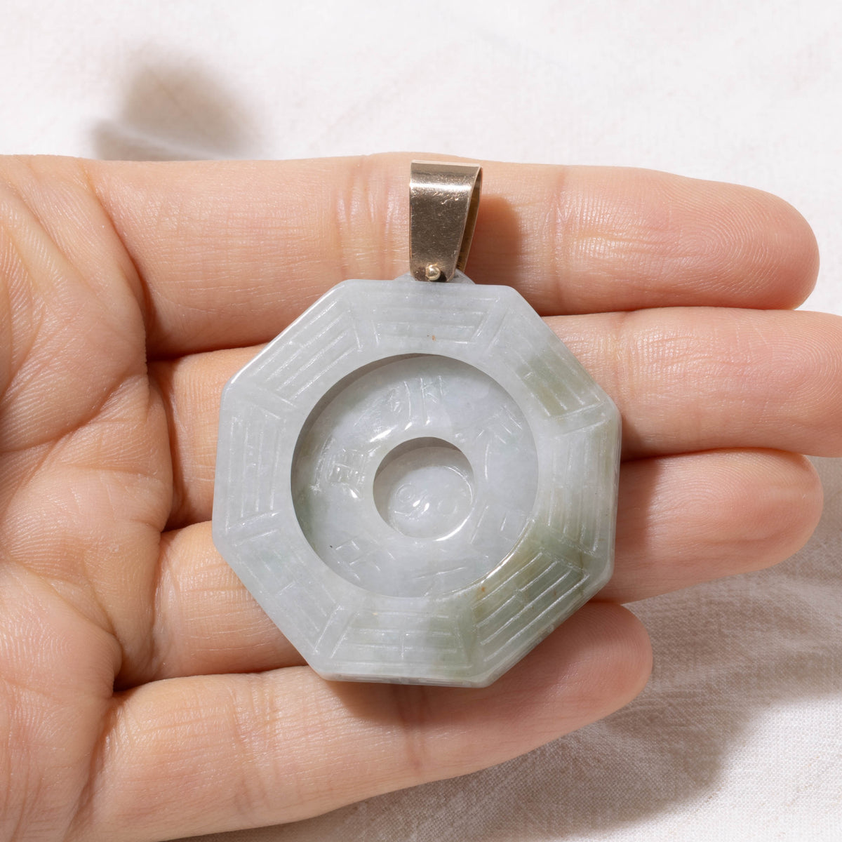 14k Jadeite Yin-Yang Bagua Pendant | 100.00ct