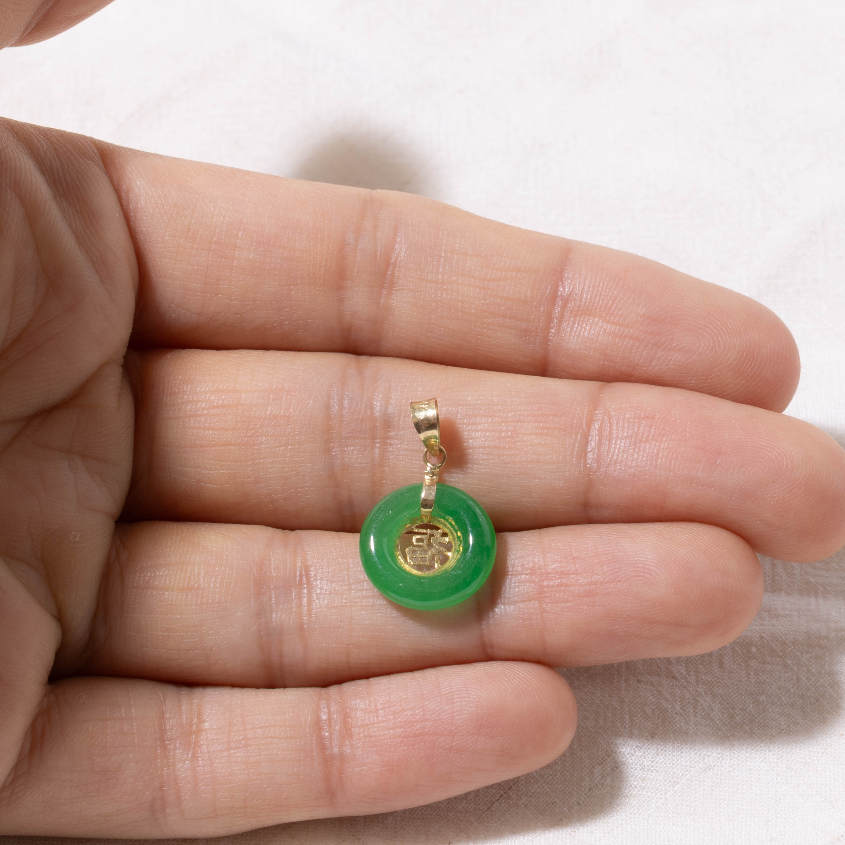 14k Jadeite Donut Fu (Luck) Pendant | 4.20ct