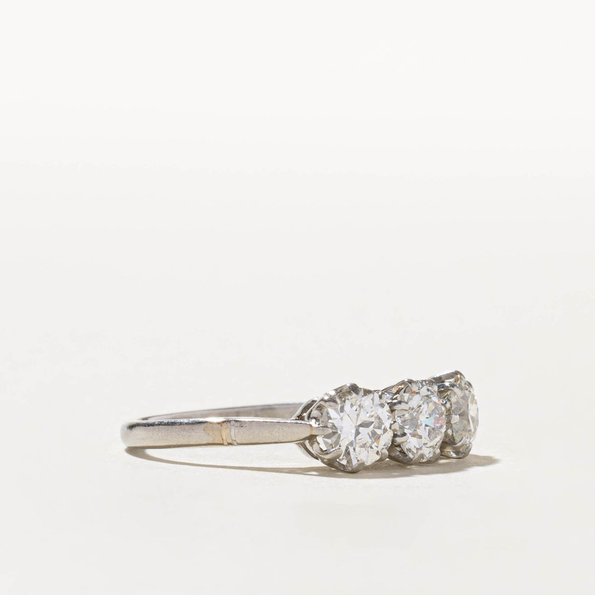 14k Three Stone Old European Cut Diamond Engagement Ring | 1.77ctw | SZ 7