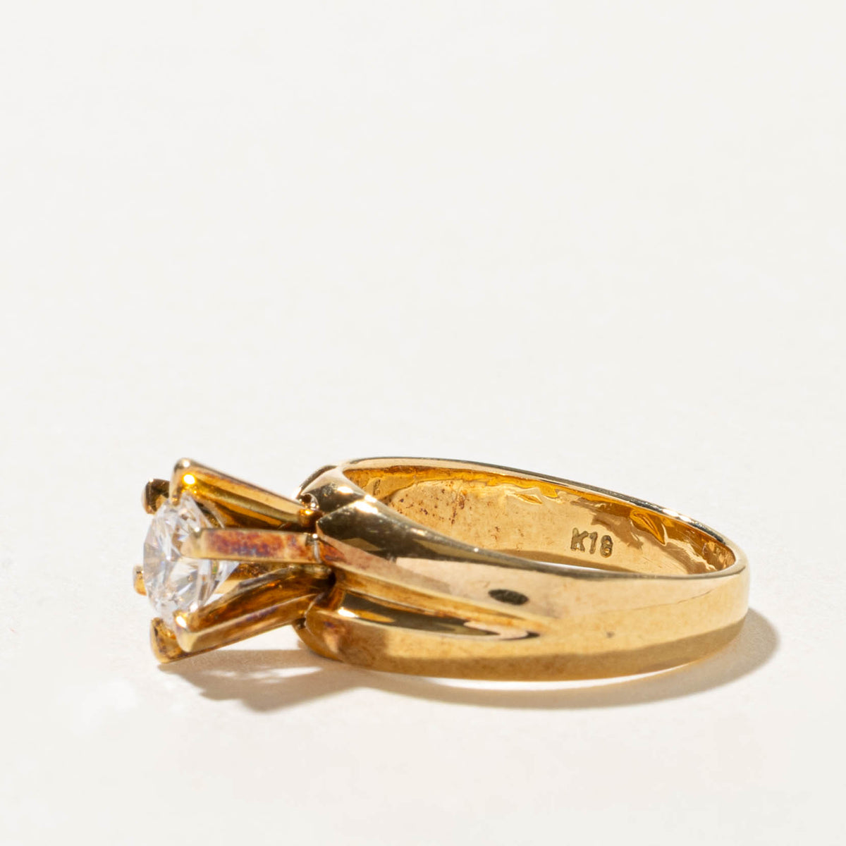 18k High Set Solitaire Diamond Grooved Ring | 0.60ct VS1/VS2 G/H | SZ 4.75