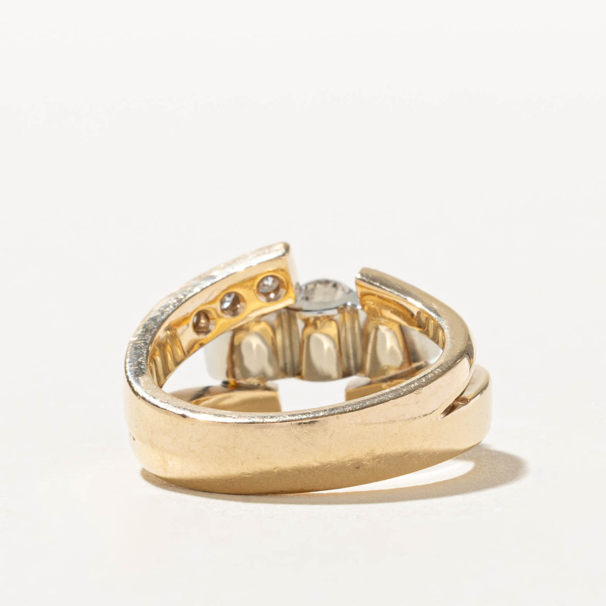 12k Three Stone Diamond Geometric Bypass Ring | 1.27ctw | SZ 5.75