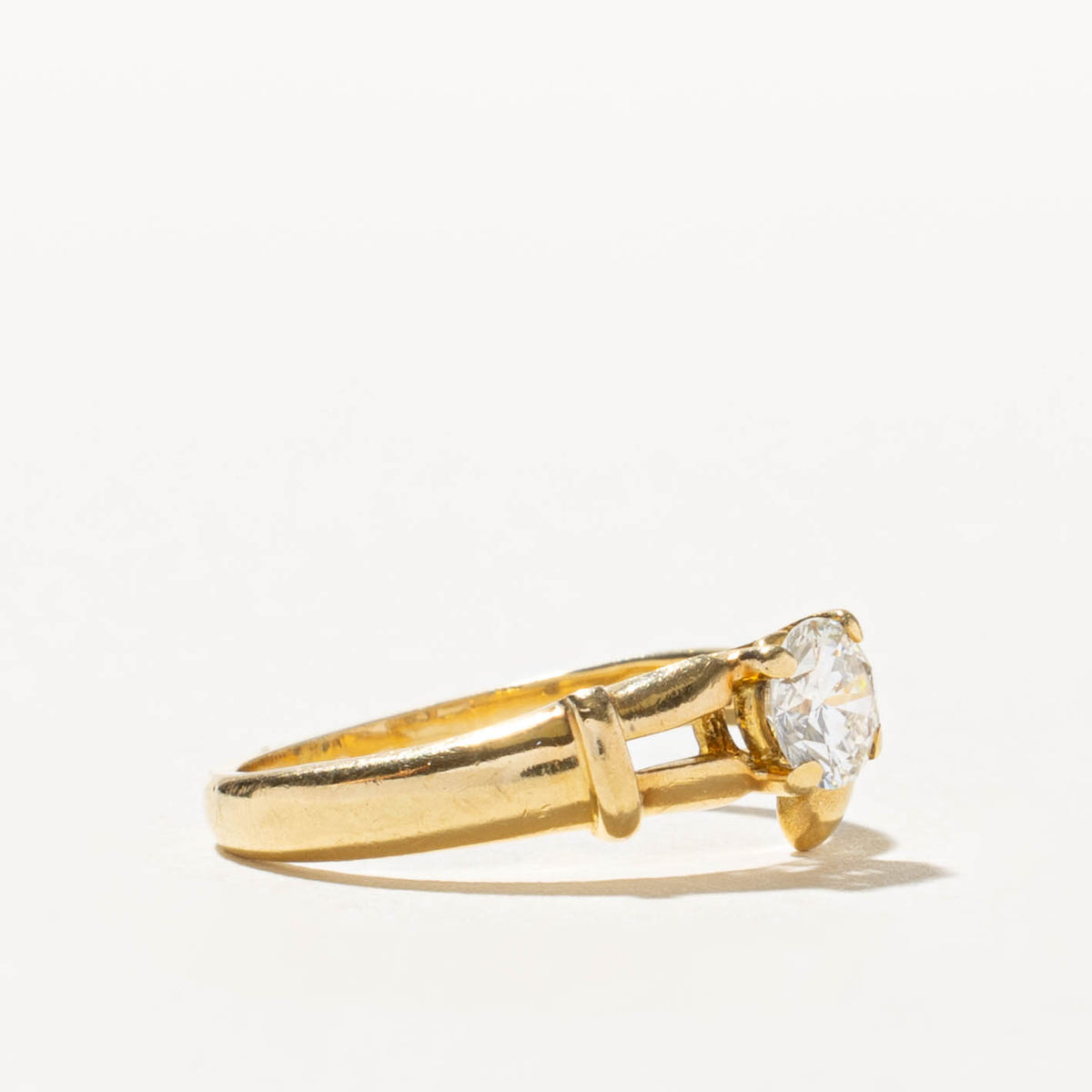 18k Solitaire Diamond Grooved Bypass Ring | 0.40ct VS1 H | SZ 4.75