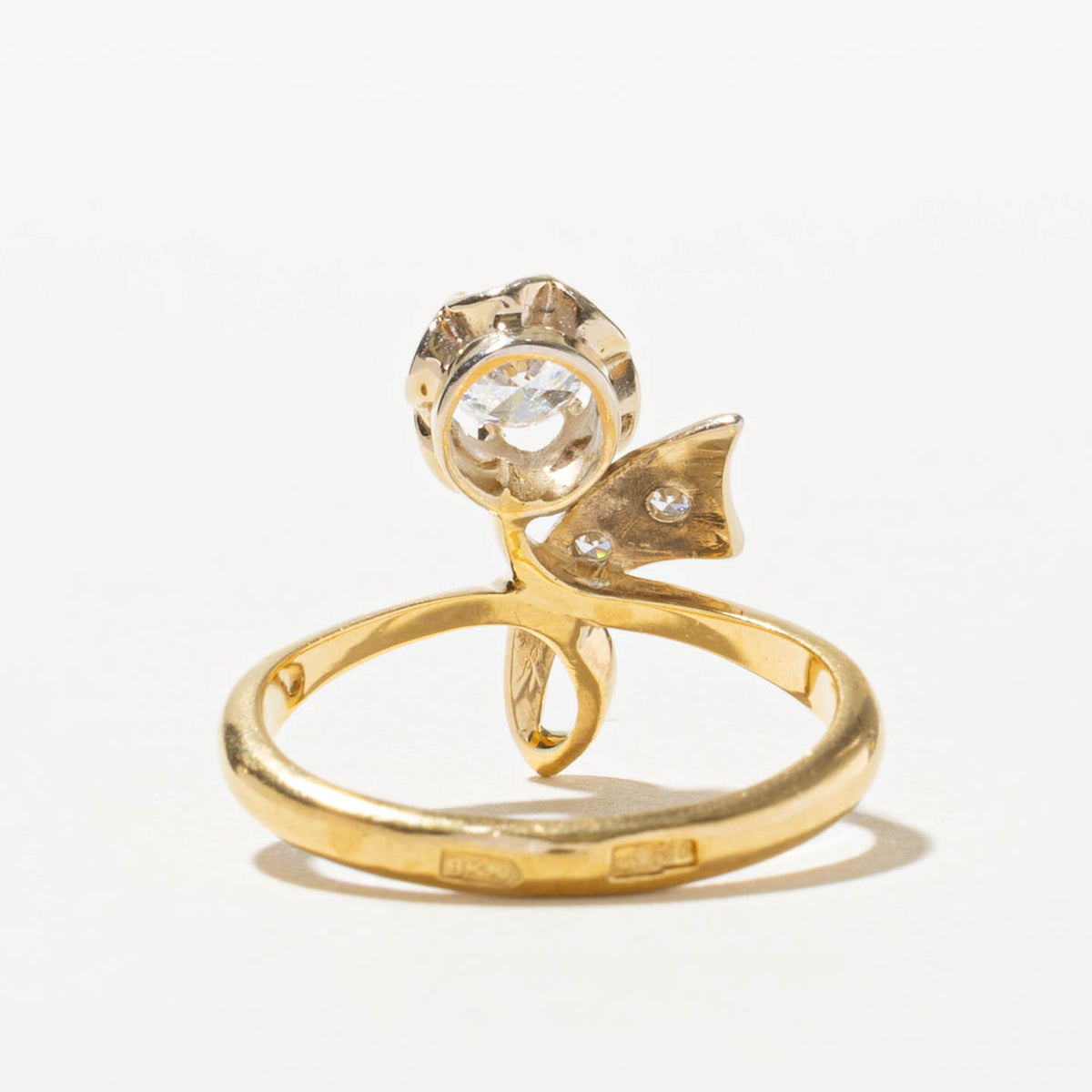 14k Belcher Set Diamond Floral Ring | 0.41ct I1 I, 0.05ctw | SZ 7