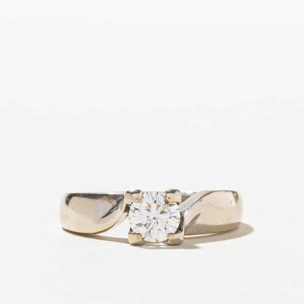14k Solitaire Diamond Grooved Bypass Ring | 0.52ct SI2/I1 H/I | SZ 5