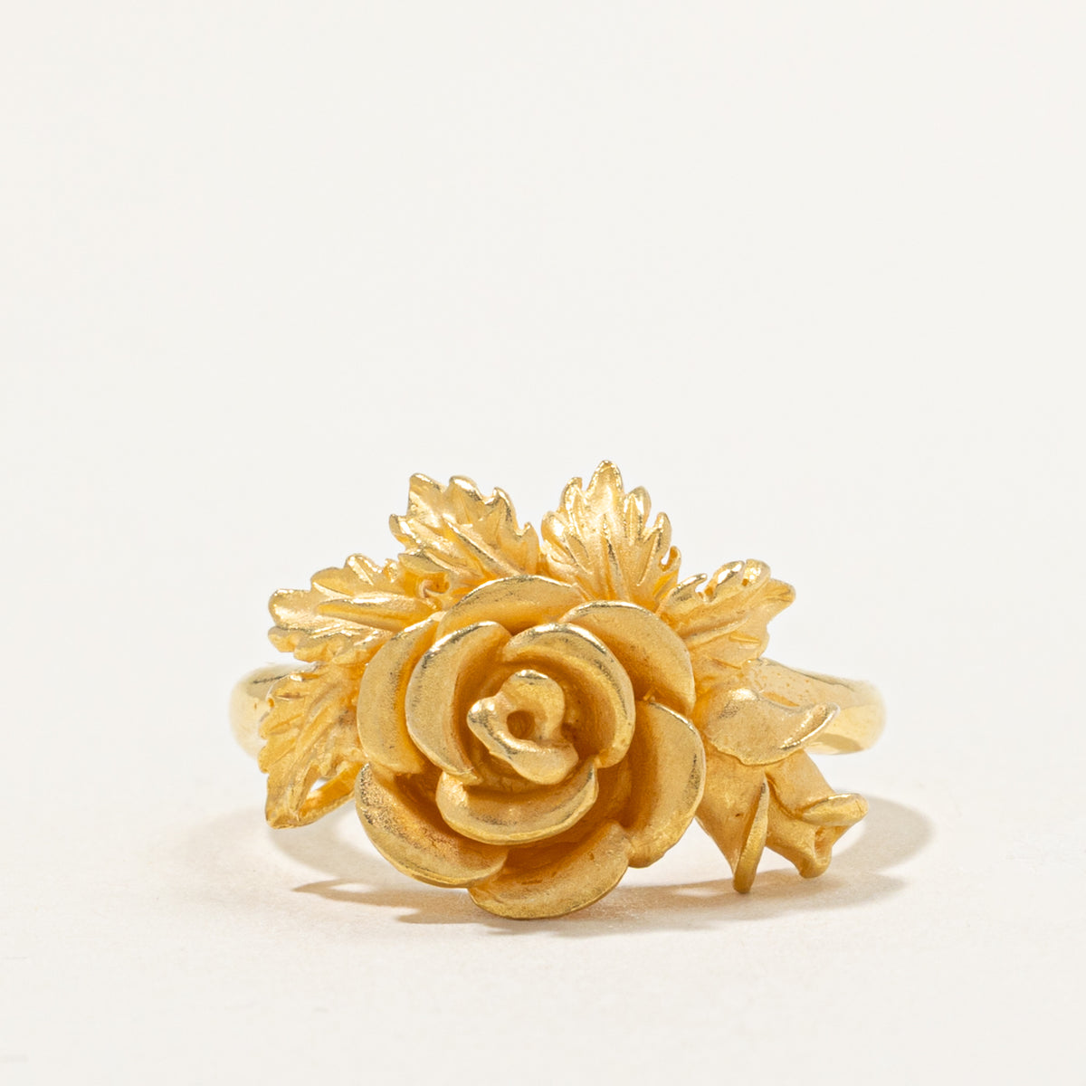 19k Yellow Gold Rose Cocktail Ring | SZ 5.75