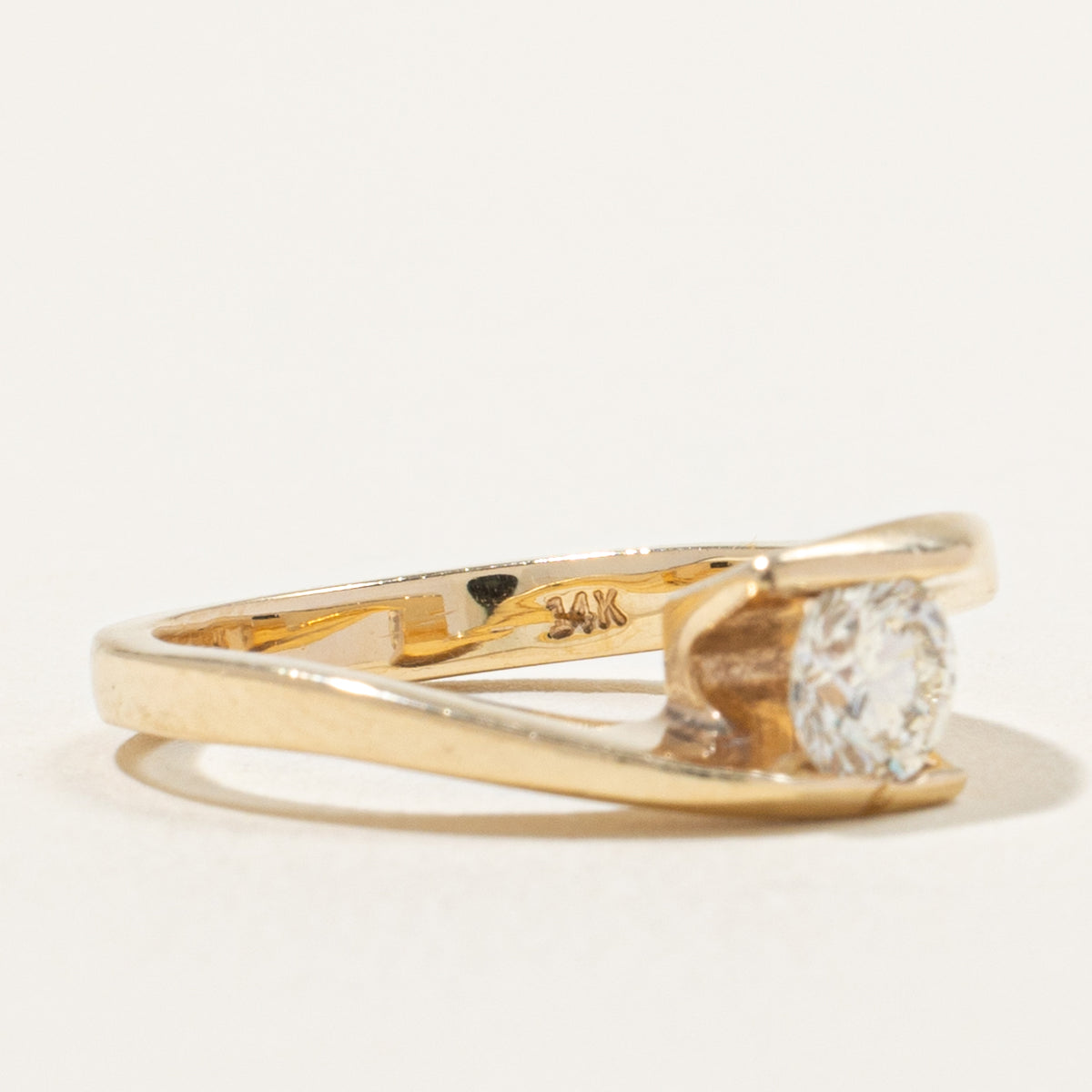 14k Tension Set Diamond Bypass Ring | 0.45ct SI1 H/I | SZ 6