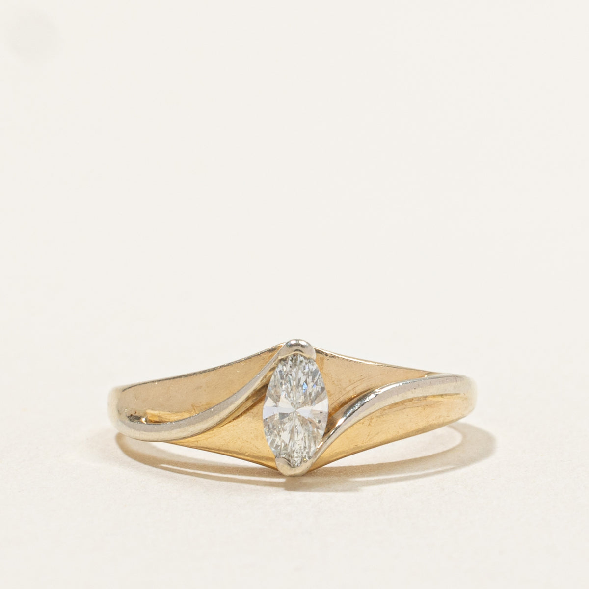 14k Solitaire Marquise Cut Diamond Bypass Ring | 0.25ct SI1/SI2 H/I | SZ 5