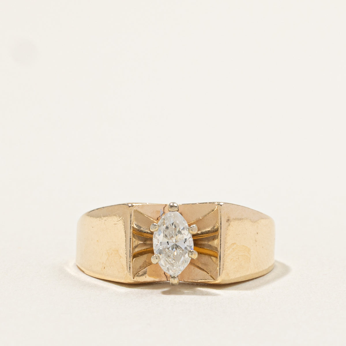 14k Solitaire Marquise Cut Diamond Ring | 0.33ct I2 G/H | SZ 7